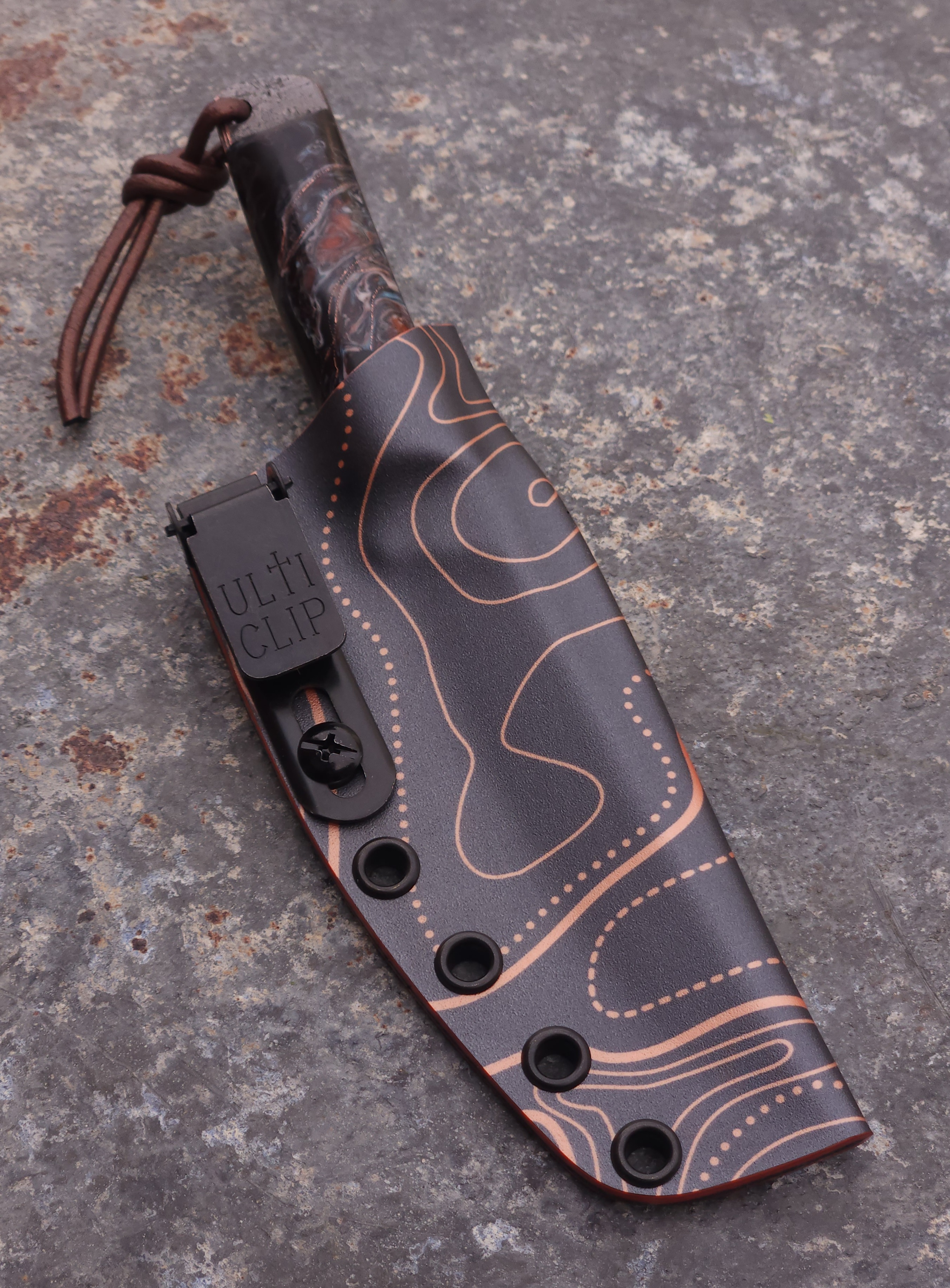 Copper Damascus Tanto - Resin Handle