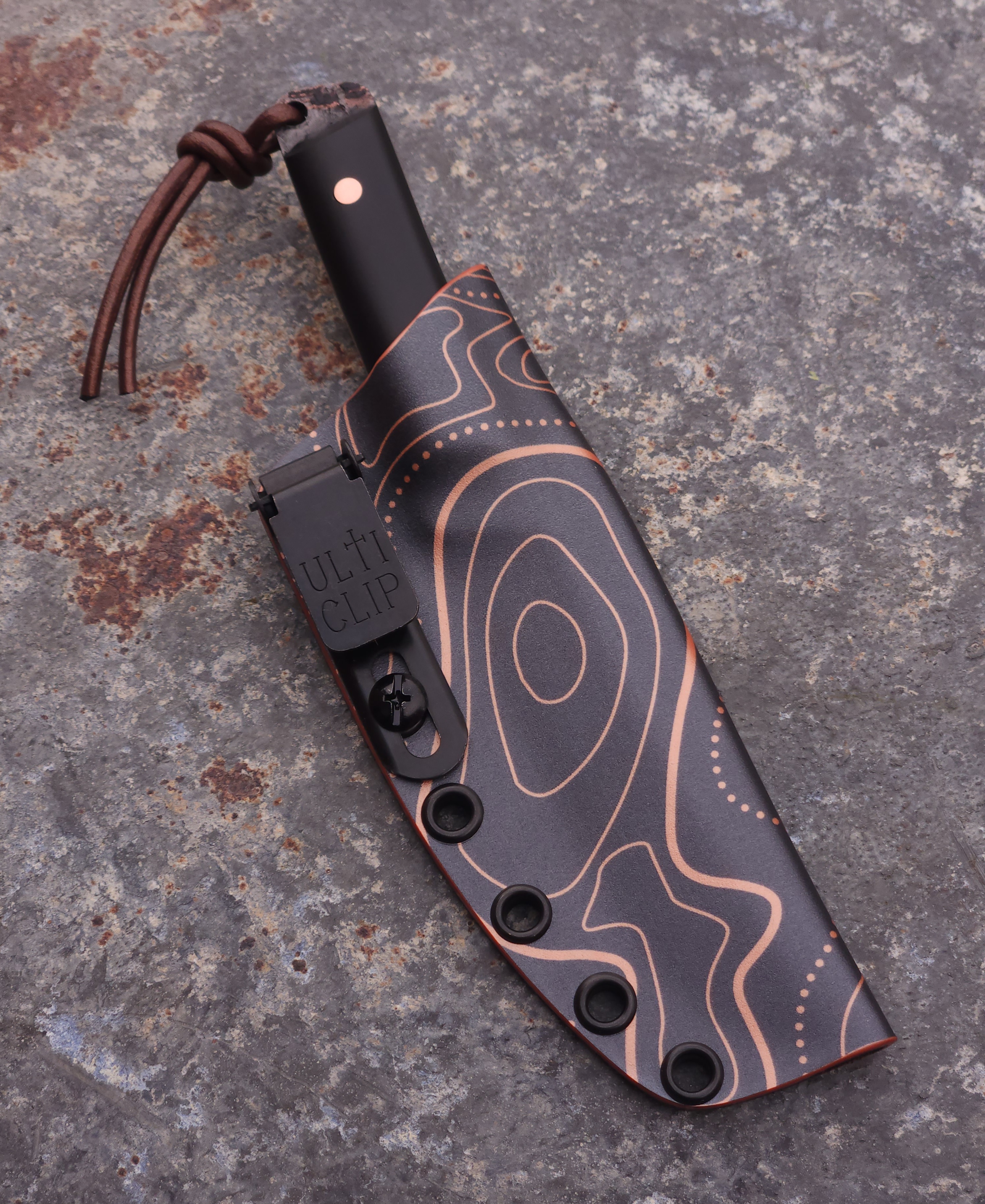 Copper Damascus Tanto - Micarta Handle