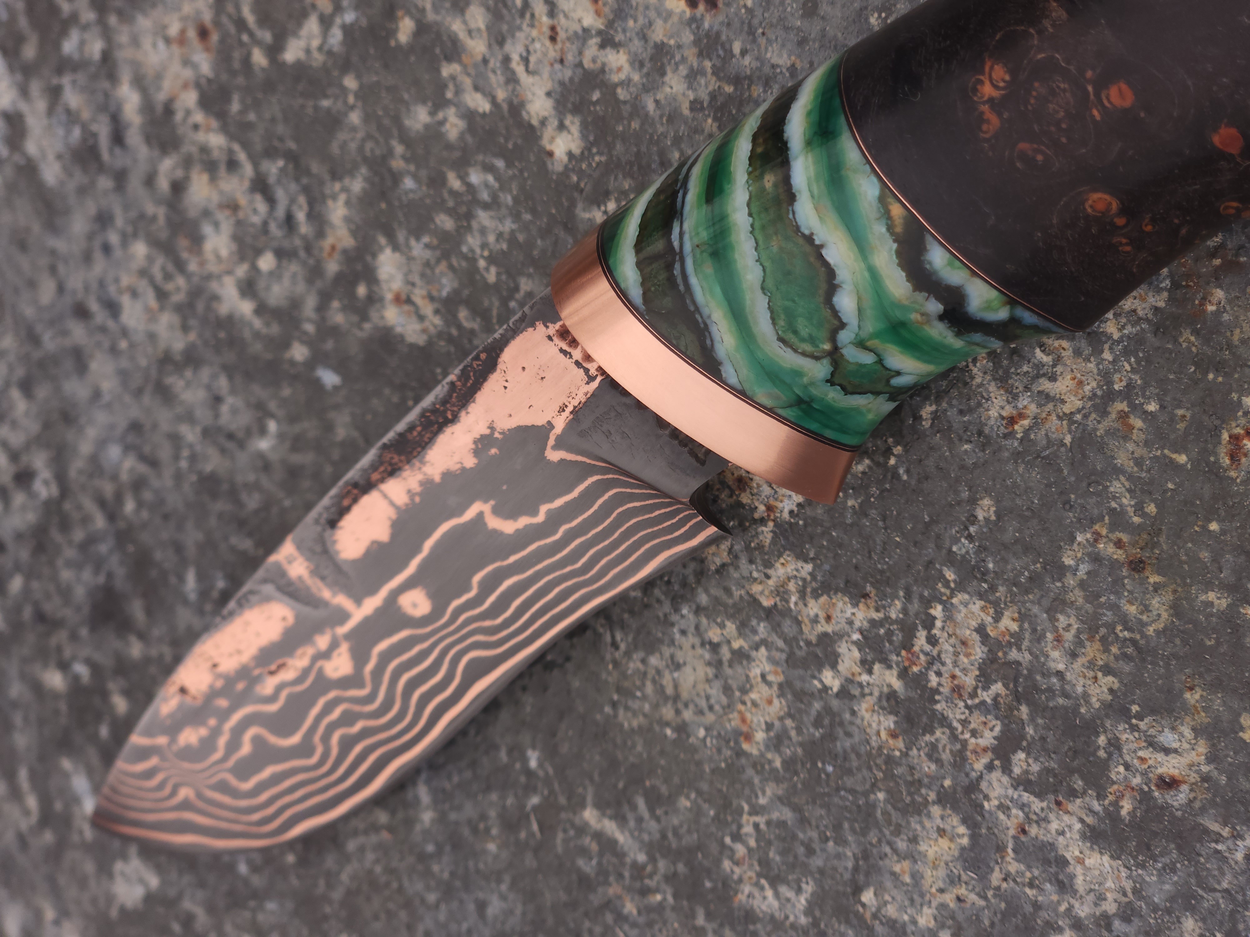 Copper Damascus Hunter (Dark Green Mammoth Molar)
