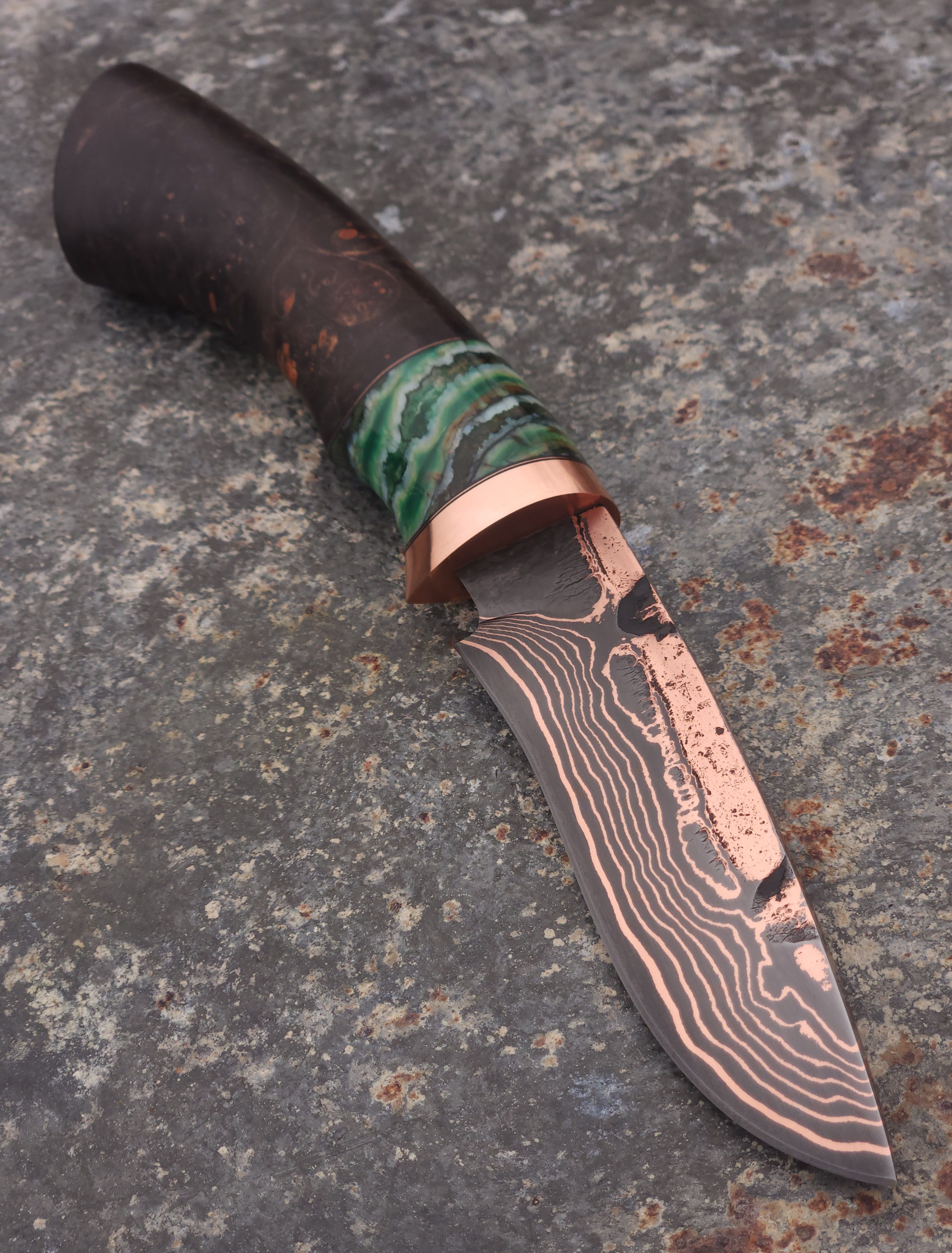 Copper Damascus Hunter (Dark Green Mammoth Molar)