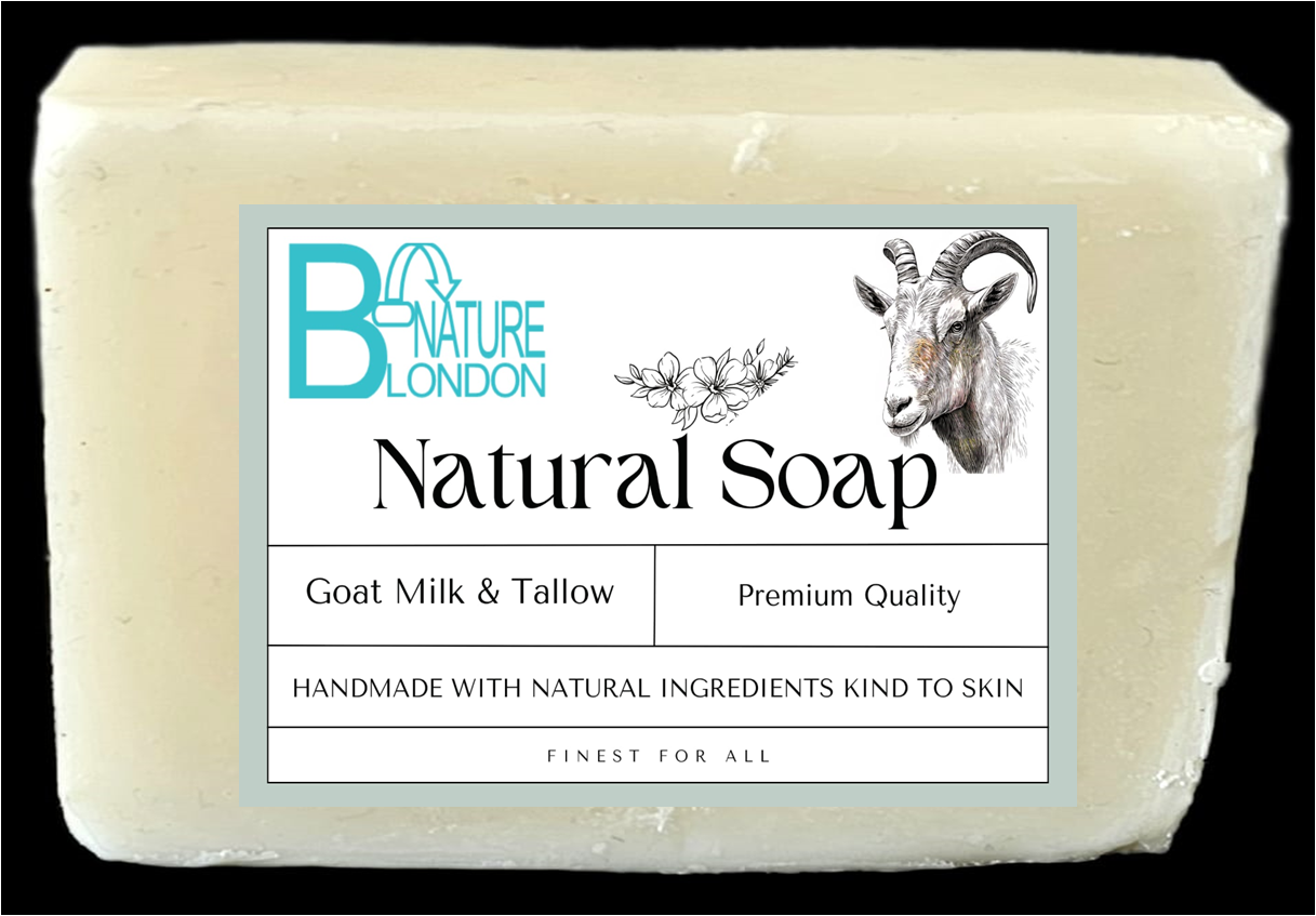 Handmade Organic Pure Grass-fed Goat Tallow & Milk Bar Soap - Unscented 100g