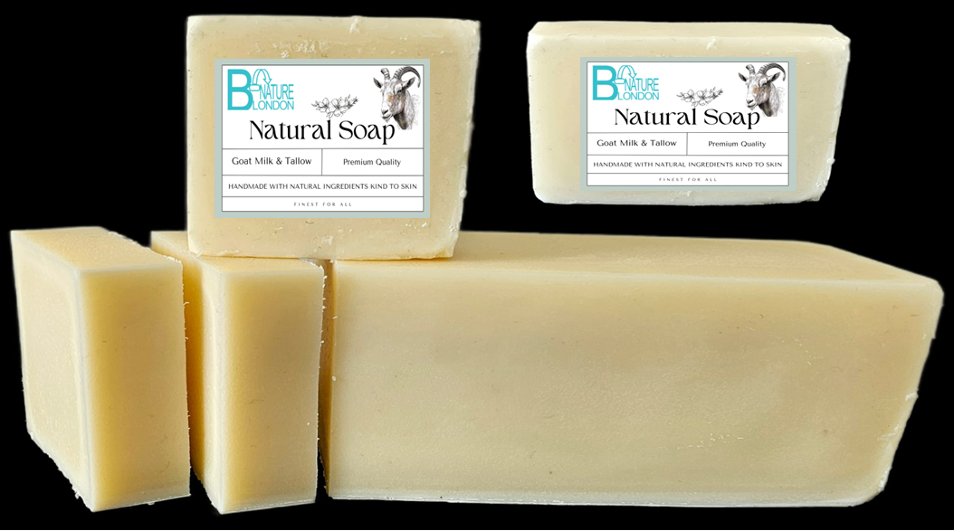 Handmade Organic Pure Grass-fed Goat Tallow & Milk Bar Soap – Unscented 150g