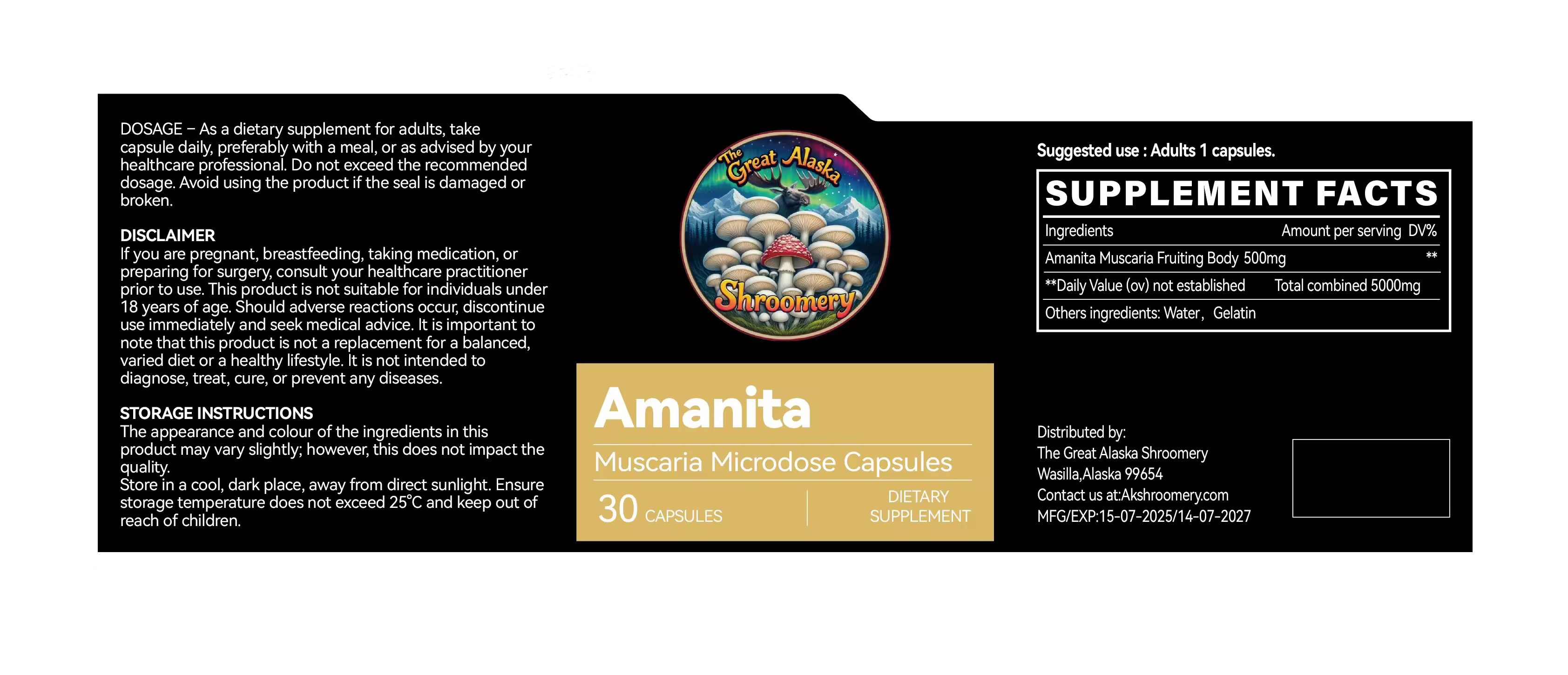 Organic Gourmet Mushroom Supplement-Amanita Muscaria Microdose Capsules- AVAILABLE SEPT 10, 2025
