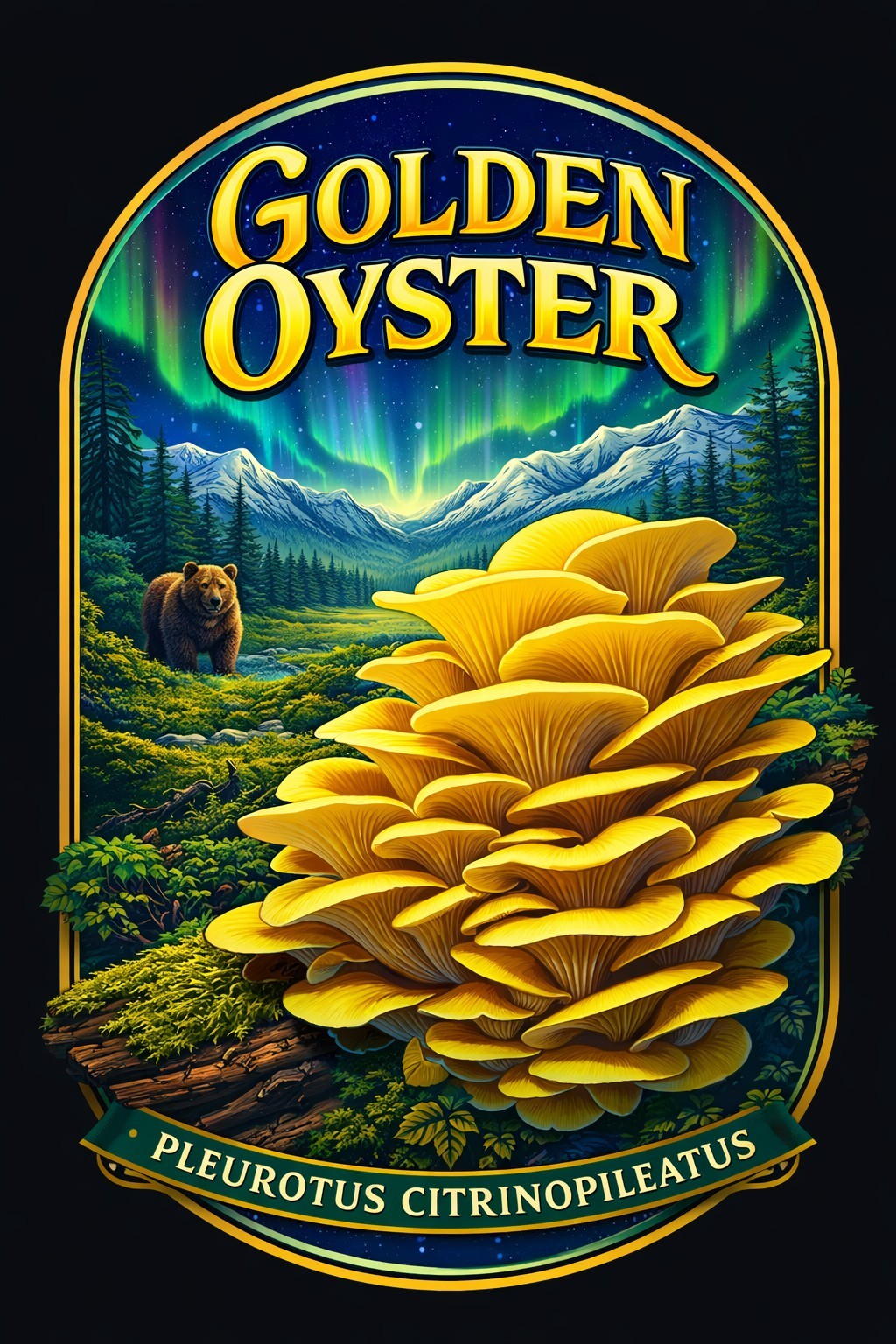 Organic Gourmet Yellow Oysters Mushrooms (Pleurotus citrinopileatus)