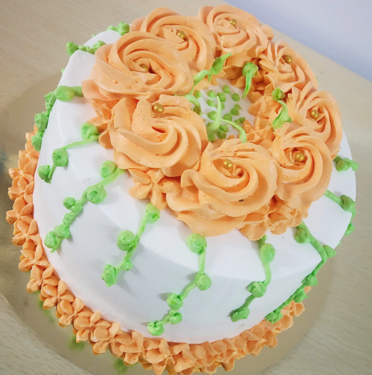 Peach Blossom Floral Cake
