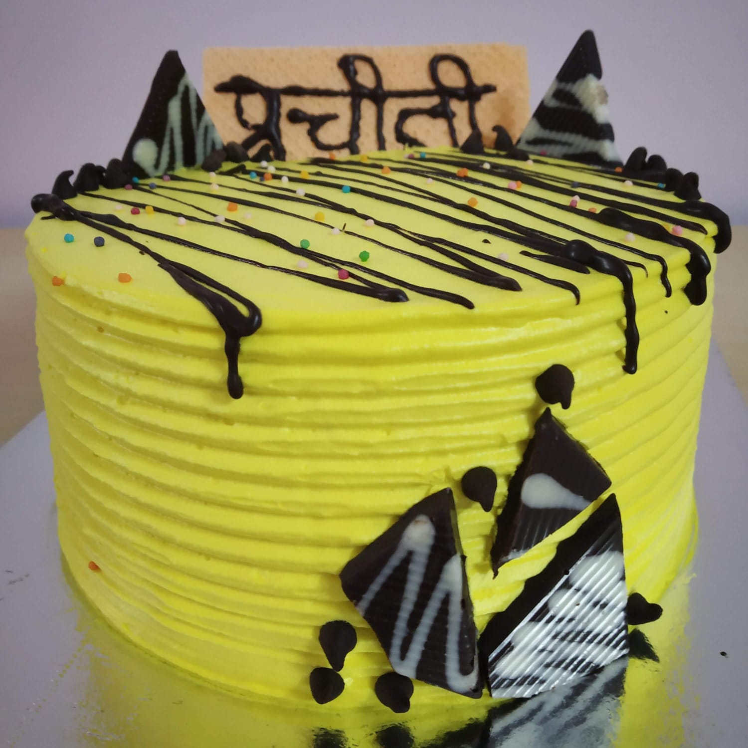 Yellow Chocolate Drizzle Cake