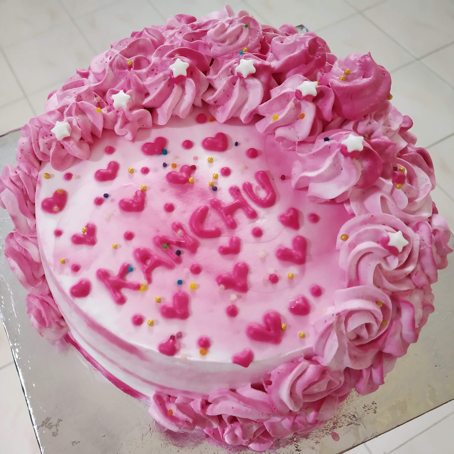 Pink Heart Celebration Cake