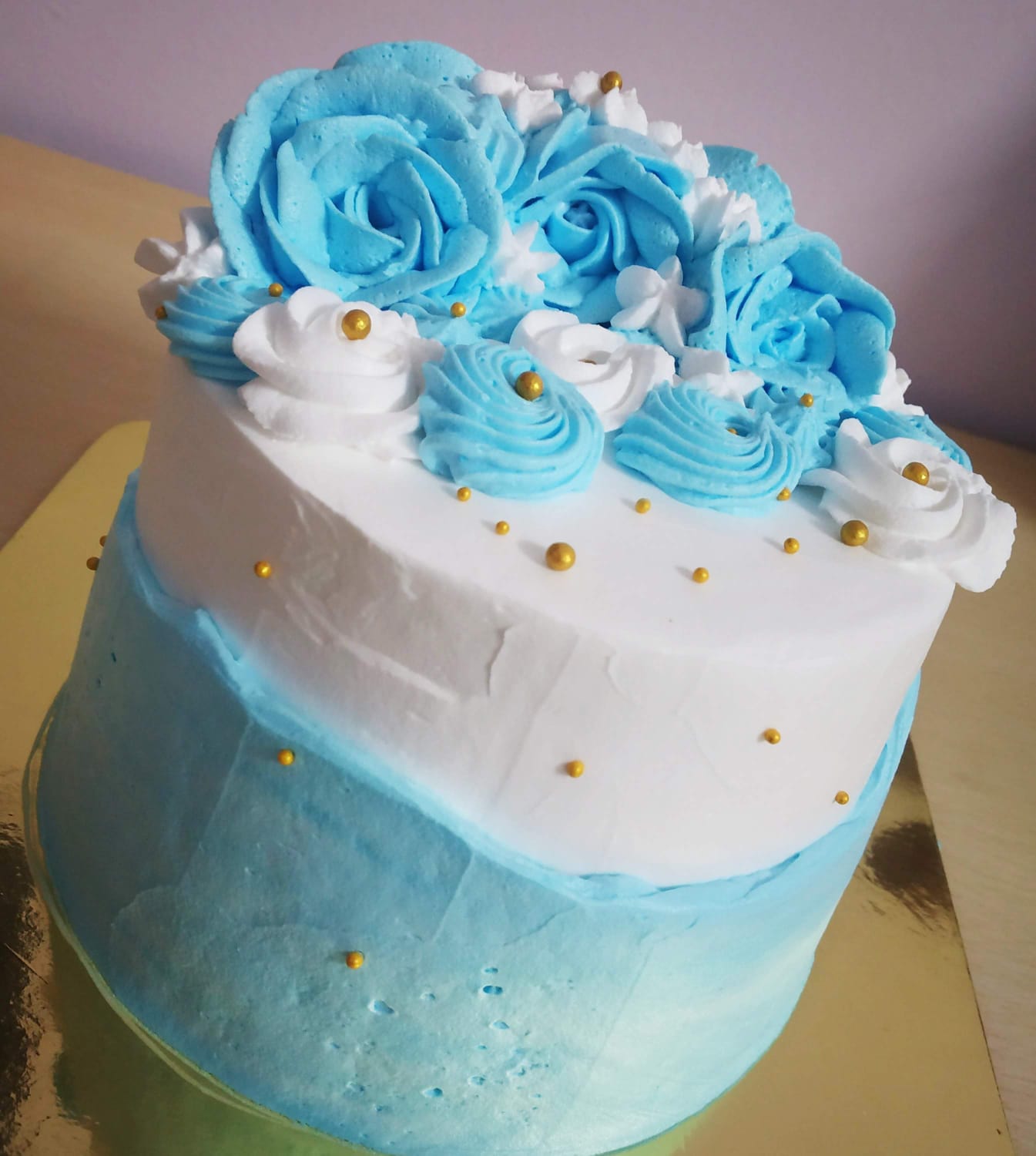Blue Floral Celebration Cake