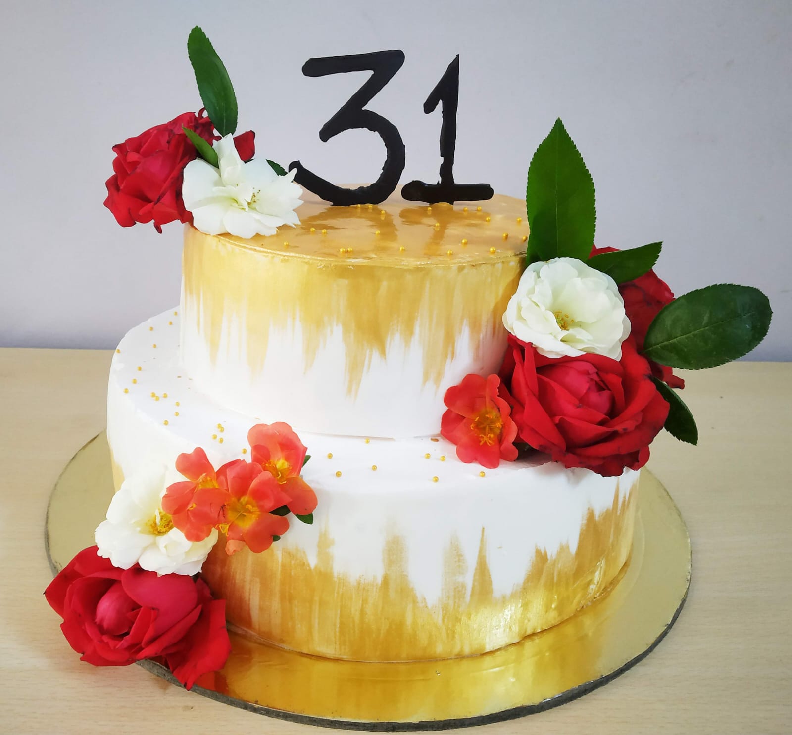 Elegant Golden Birthday Cake
