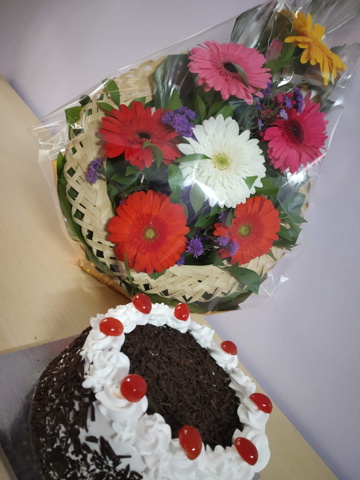 Flower Bouquet and Black Forest Cake Combo