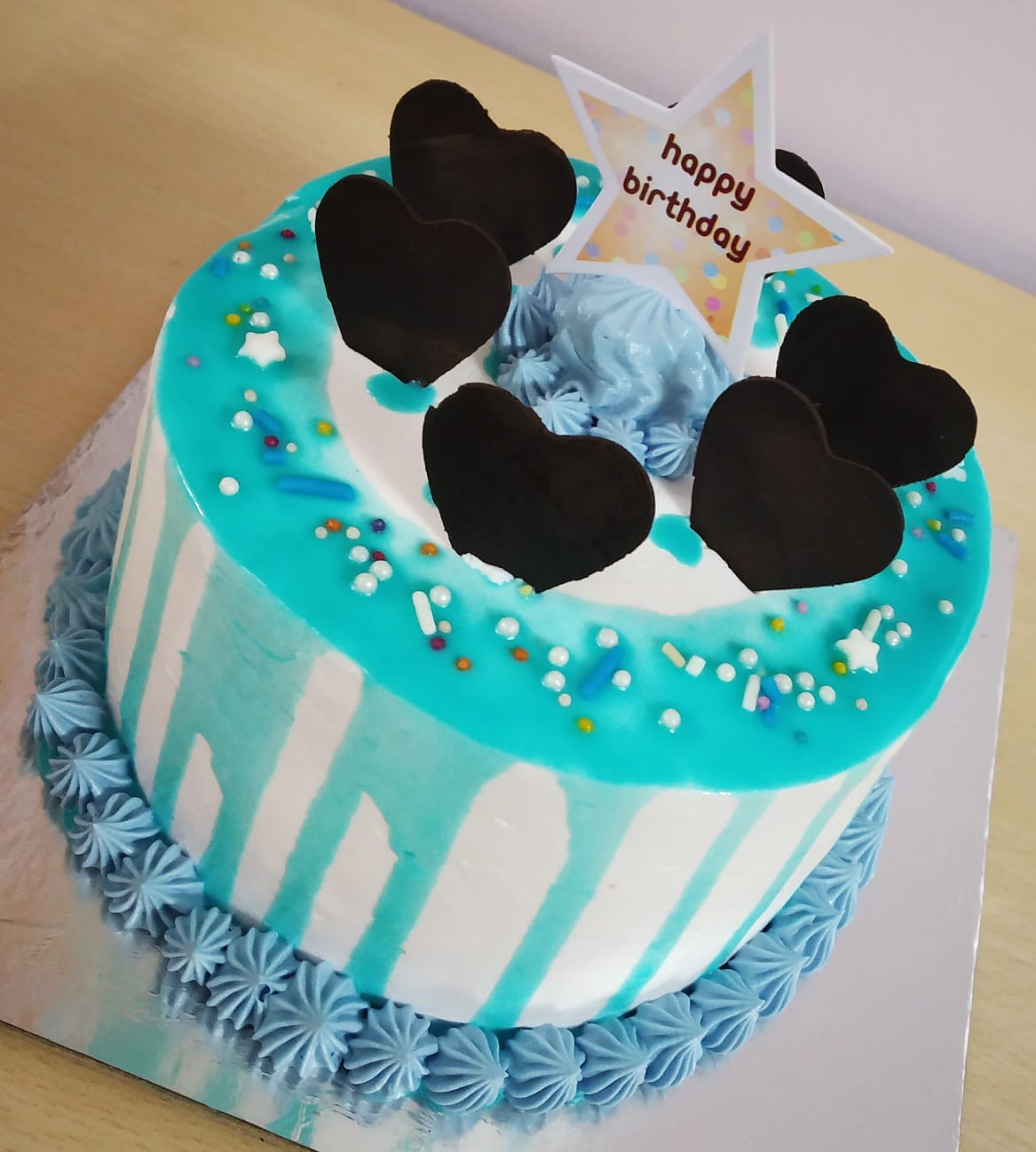 Blue Drip Birthday Cake