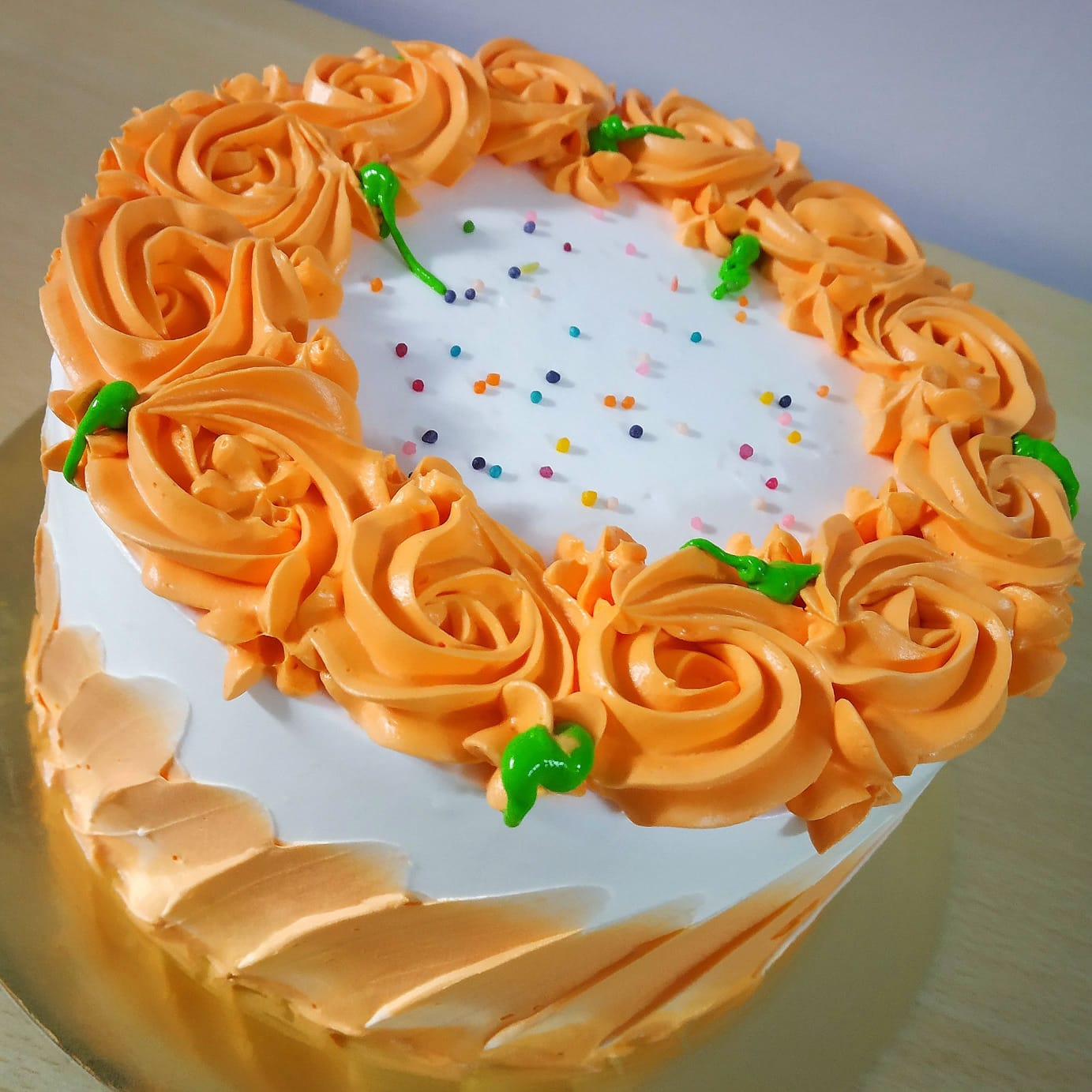 Orange Floral Cream Cake
