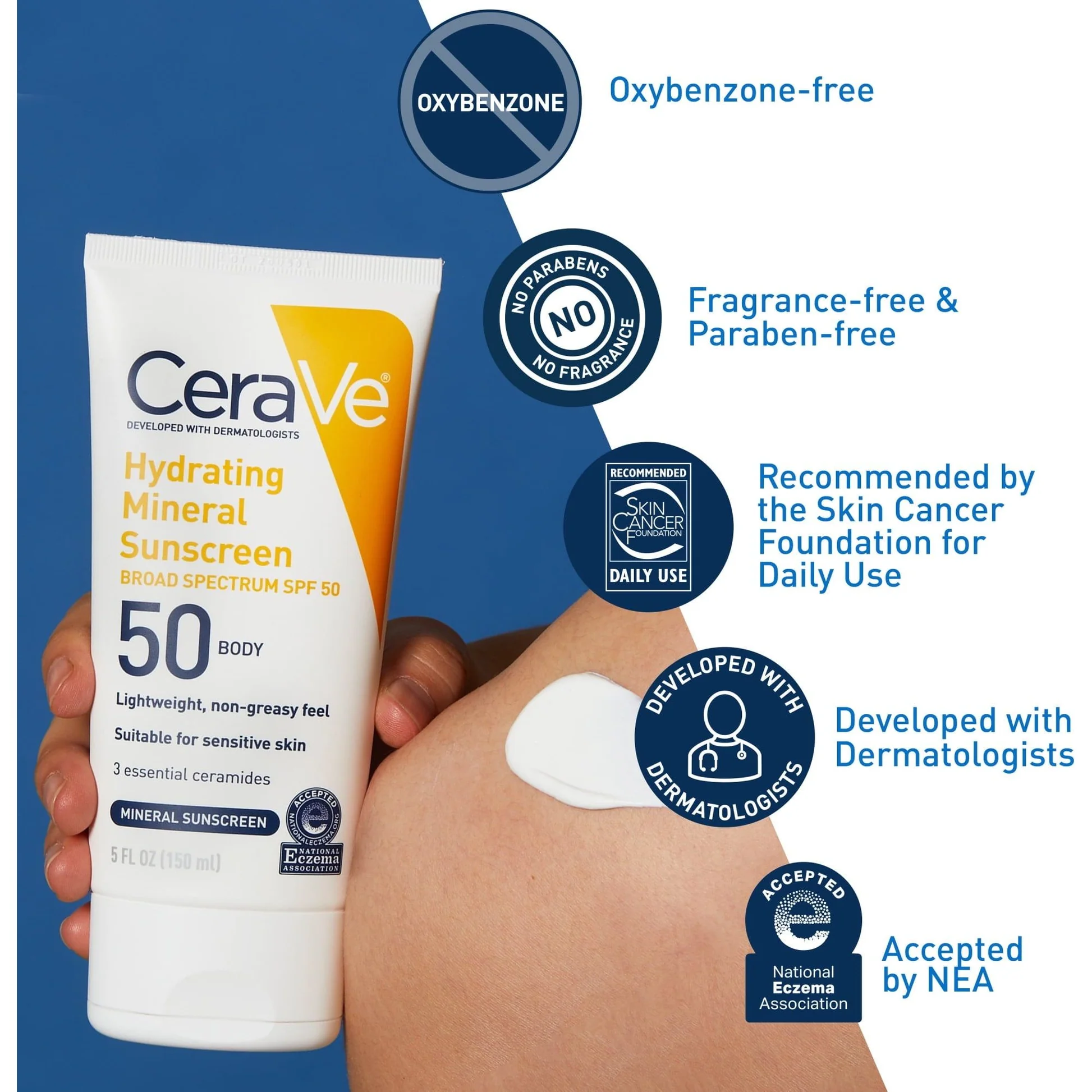 CeraVe Hydrating Mineral Sunscreen SPF 50 for Body