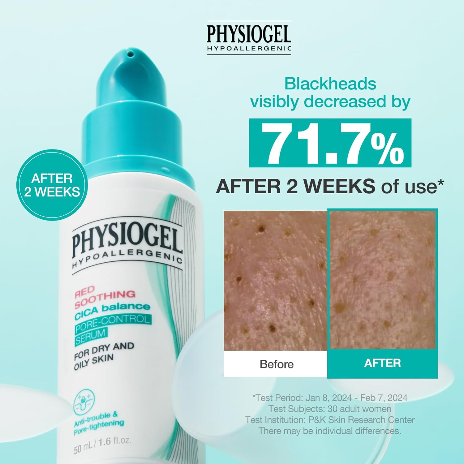 Physiogel Hypoallergenic Red Soothing Cica Balance Pore-Control Serum