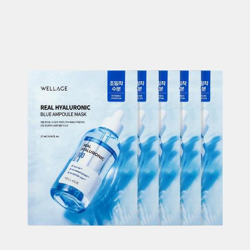 Wellage Real Hyaluronic Blue Ampoule Mask- 5 masks