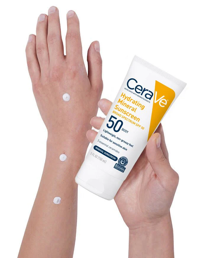 CeraVe Hydrating Mineral Sunscreen SPF 50 for Body