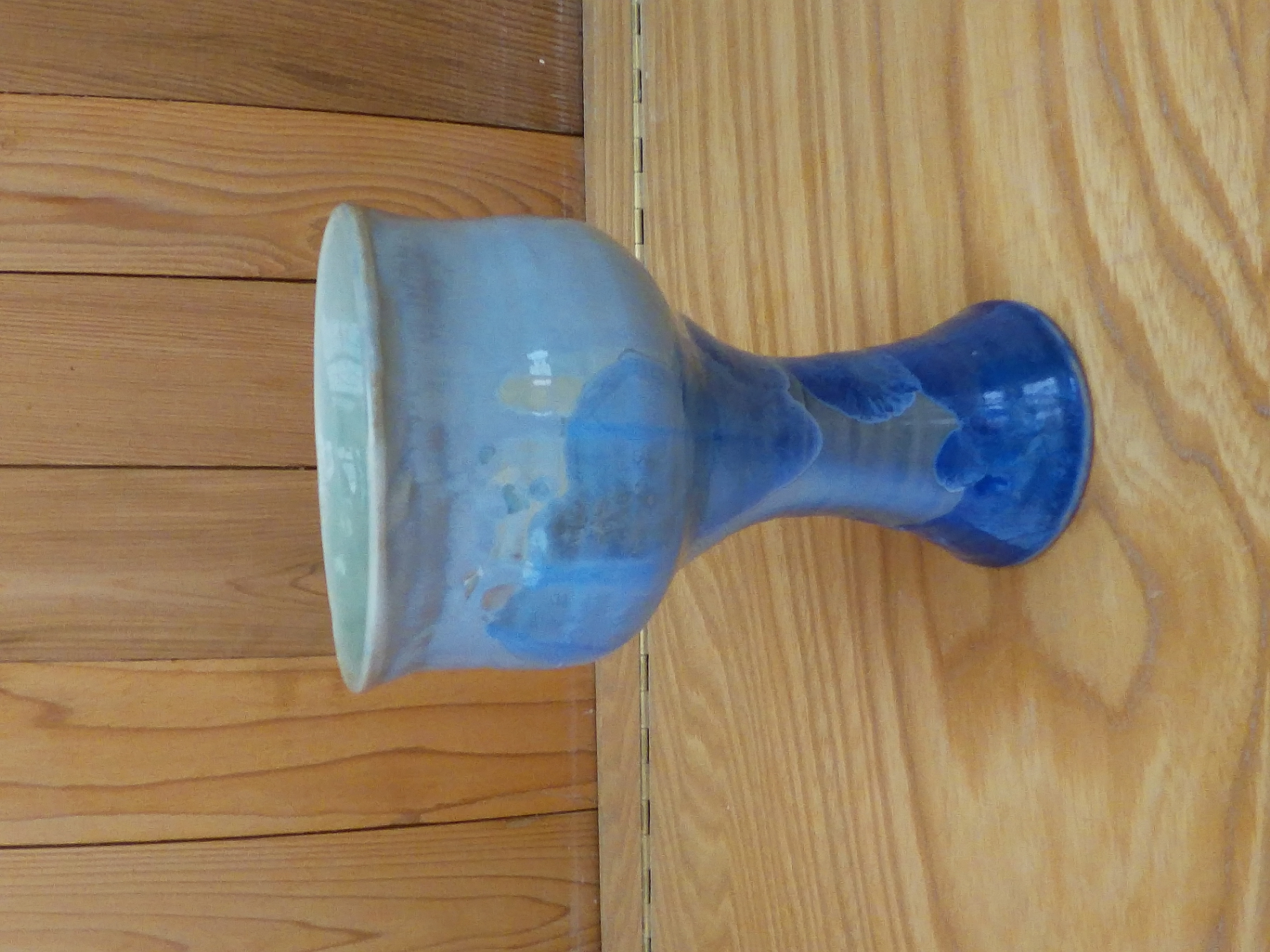 Handcrafted Blue Ceramic Crystal Goblet