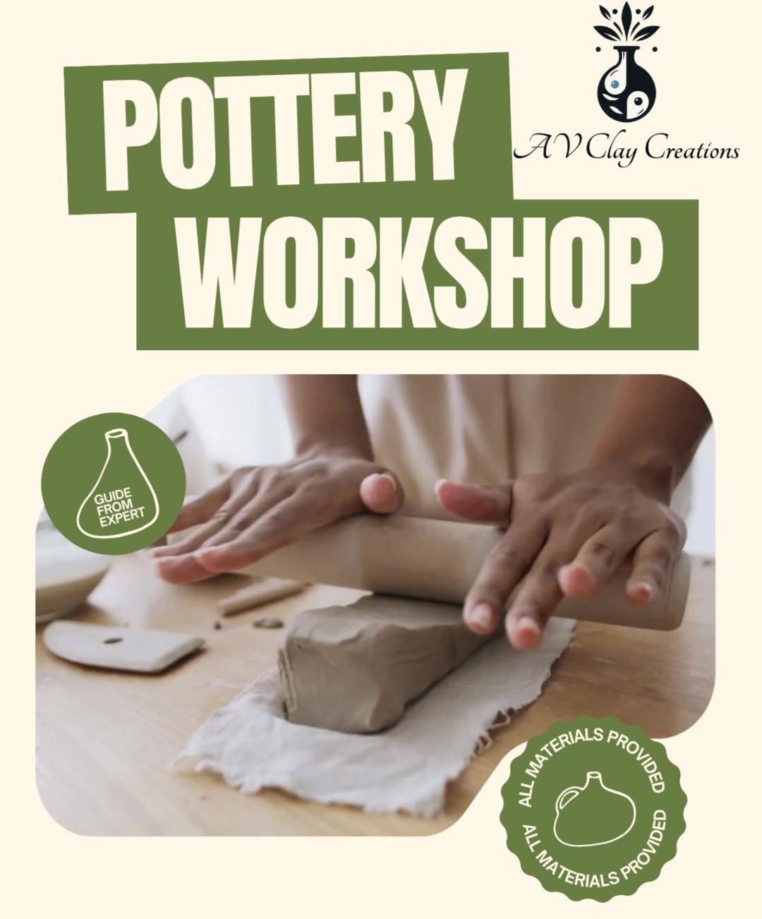 Pottery Workshop Sept 22nd,  9:30 to 11:30 AM
