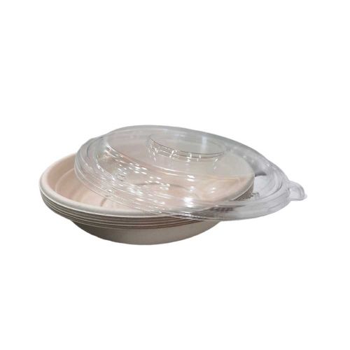 BIODEGRADABLE PULP SALAD BOWL WITH PP LID | 300 pieces 24 oz (720 ml)