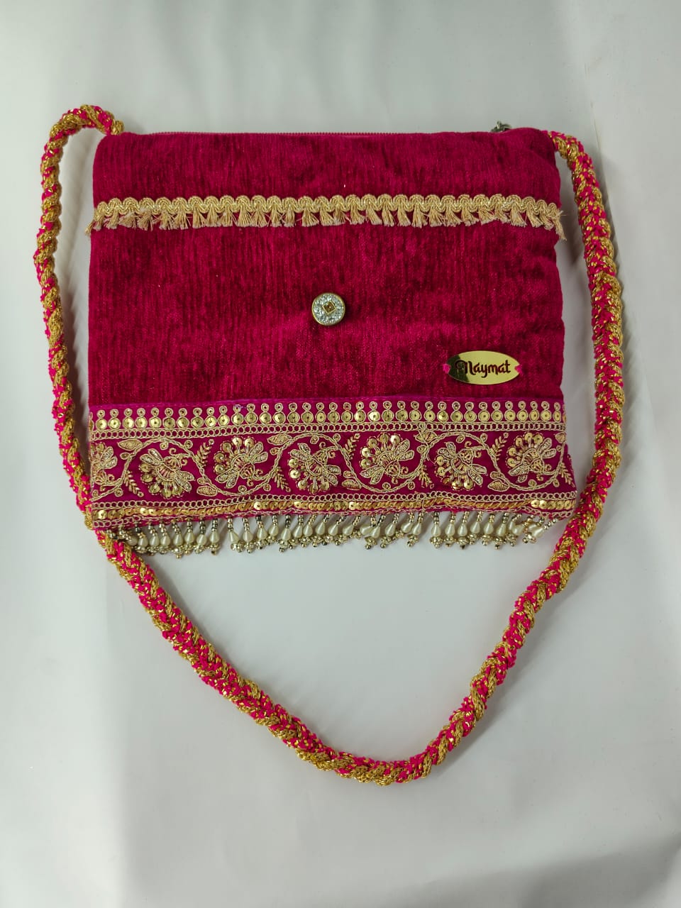 Embroidered Velvet Clutch Bag