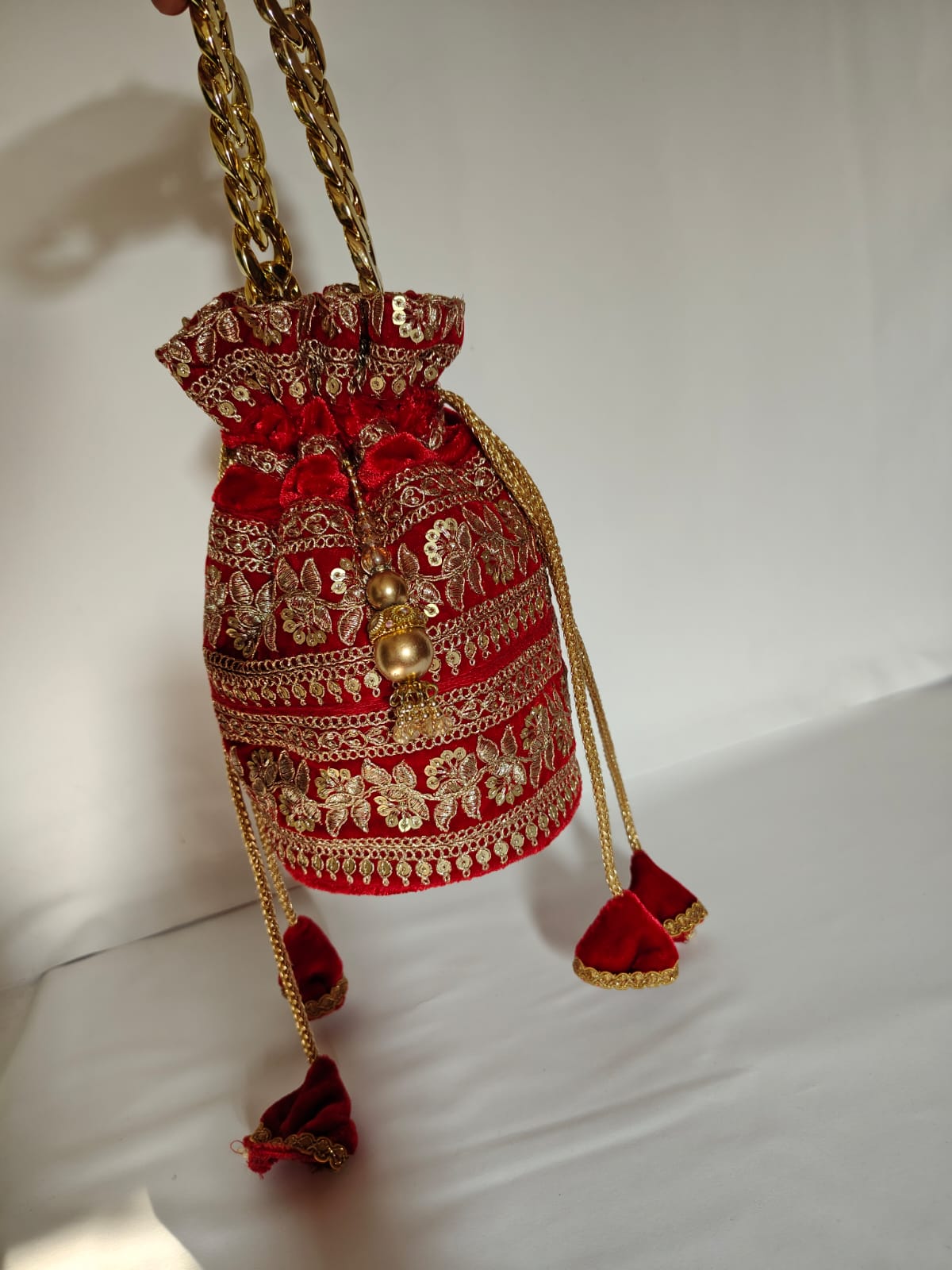 Embroidered Red Potli Bag