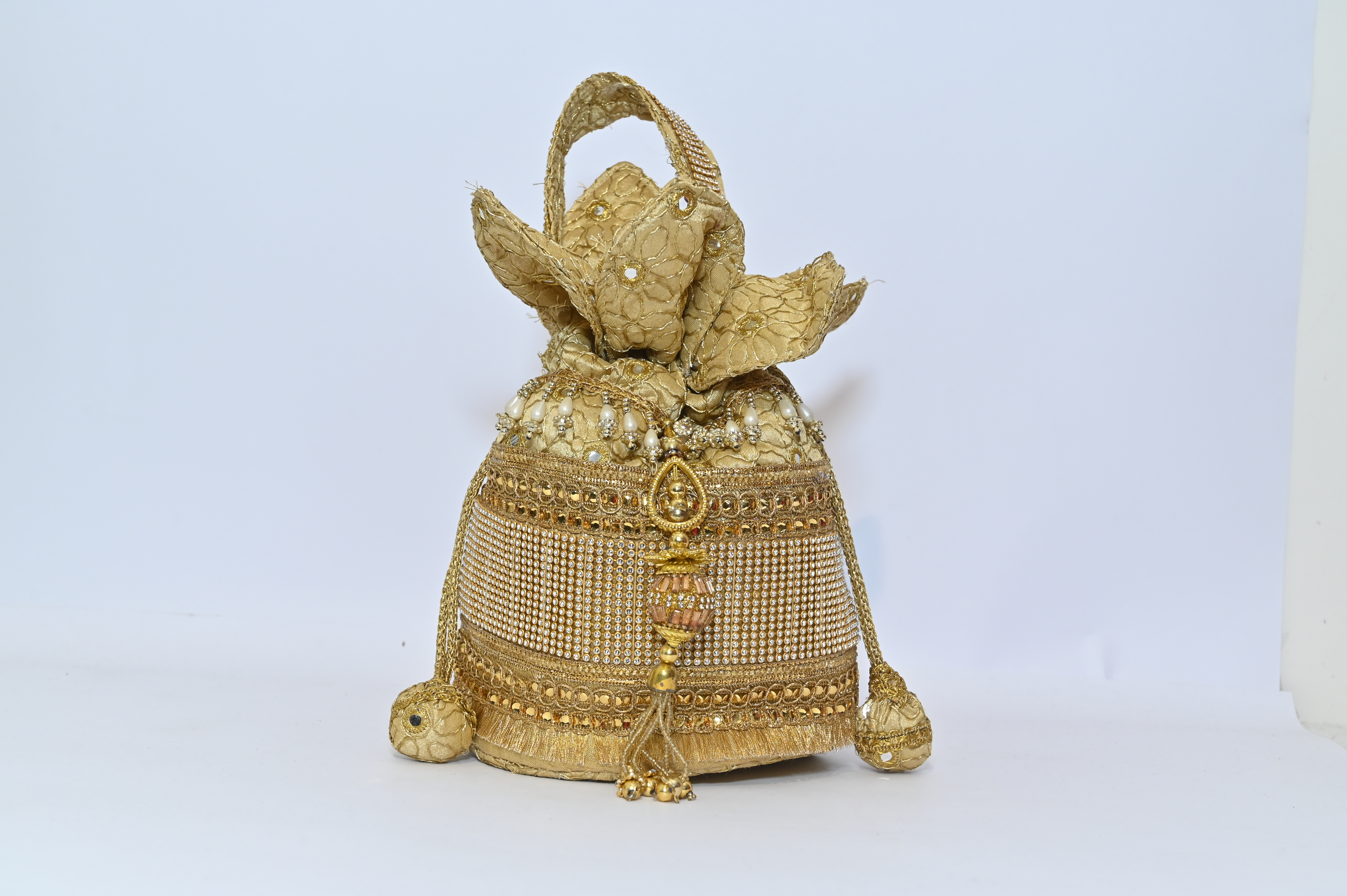 Embroidered Golden Potli Bag