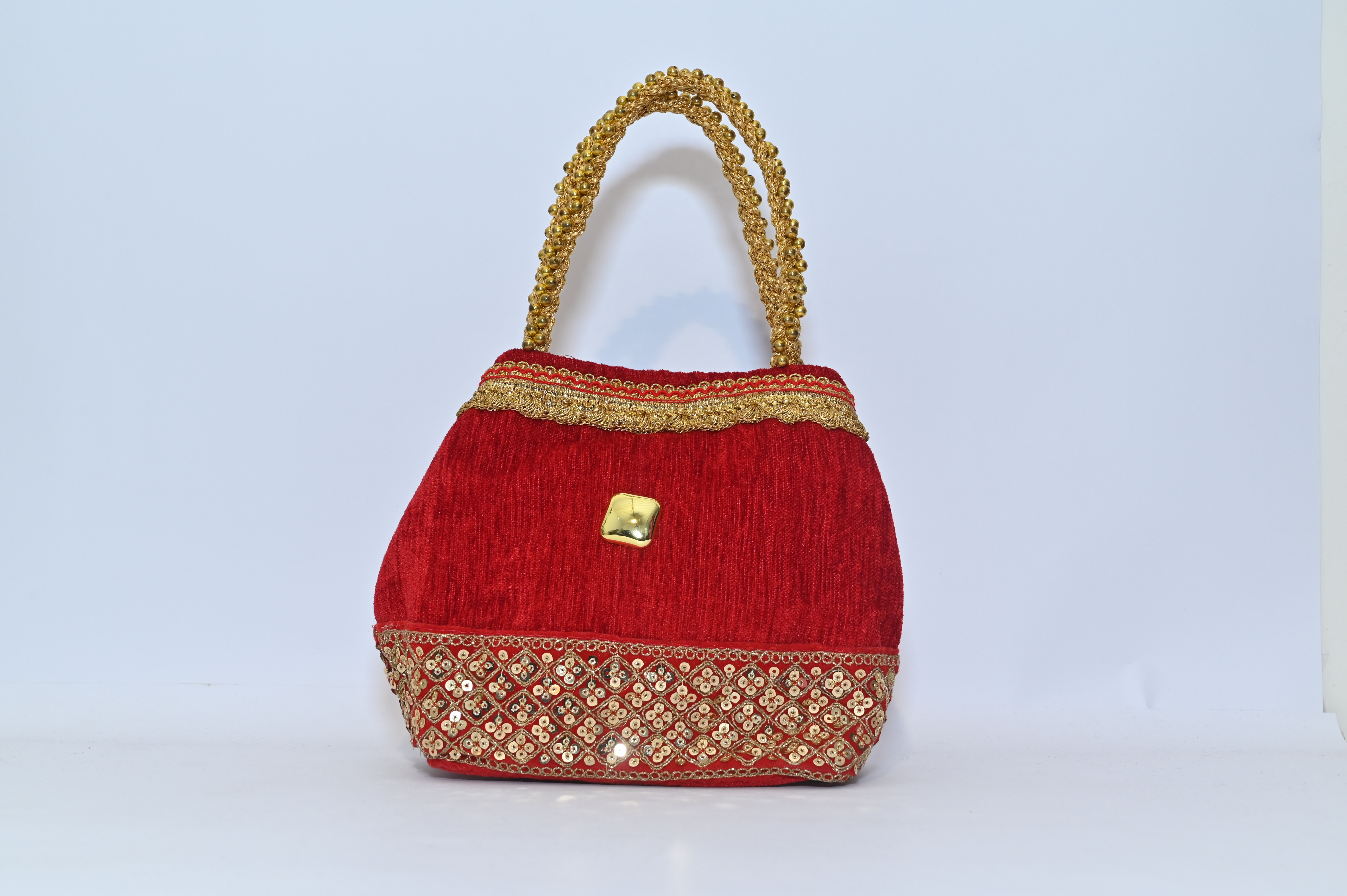 Traditional Red Embroidered Handbag