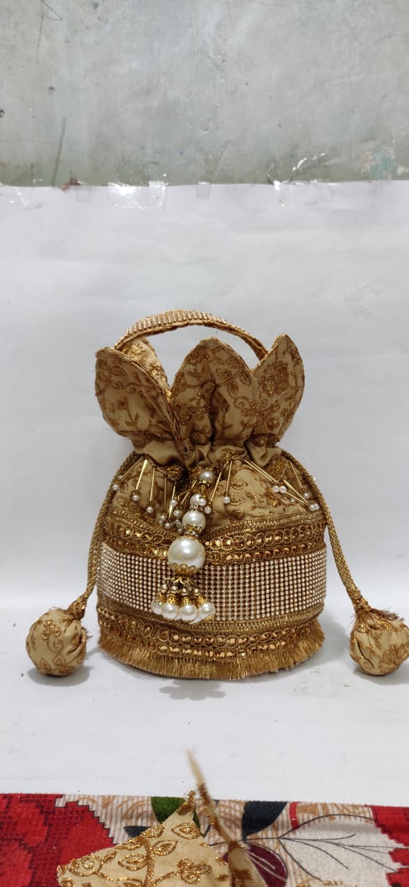 Elegant Golden Potli Bag