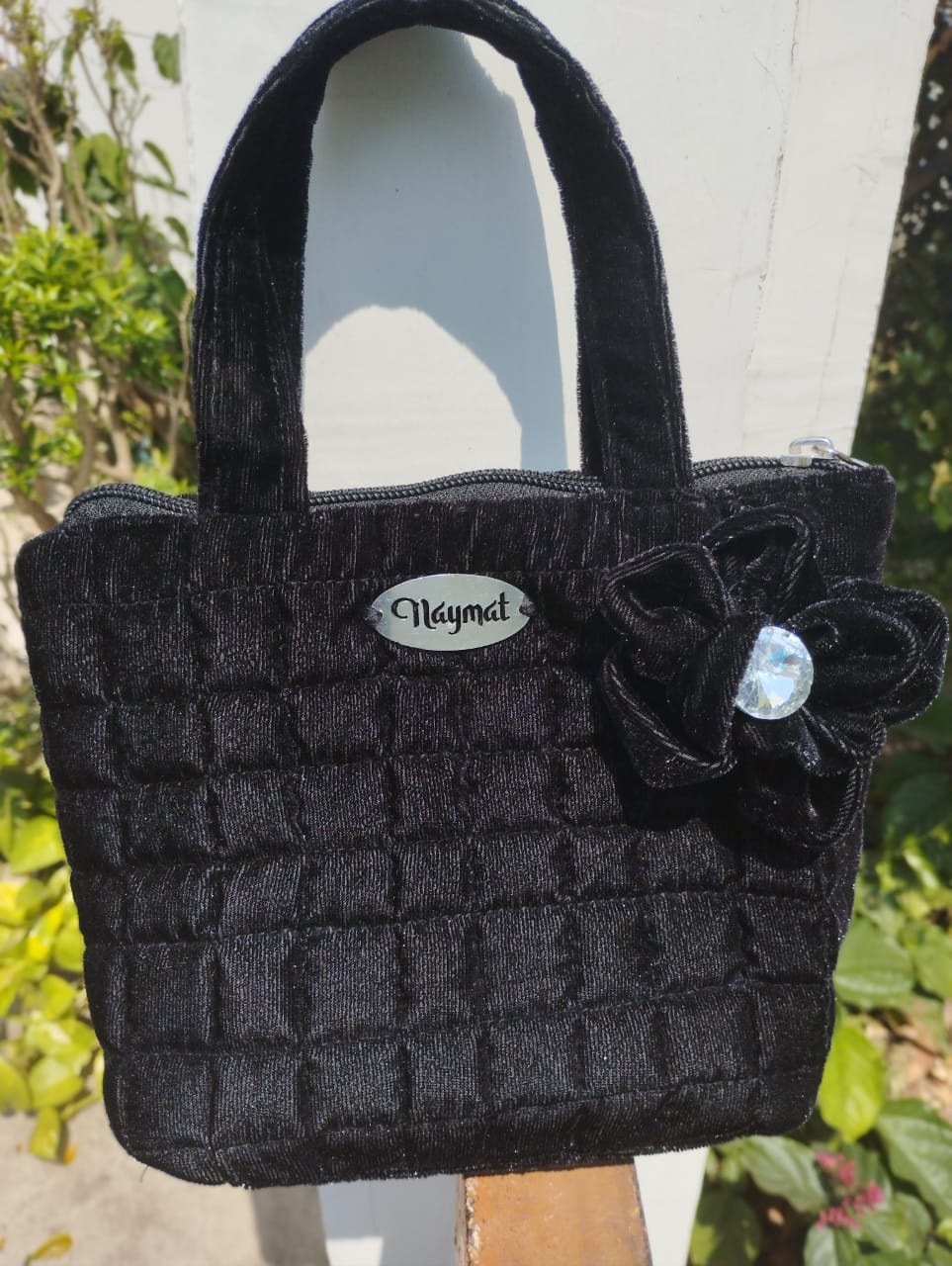 Elegant Black Velvet Handbag