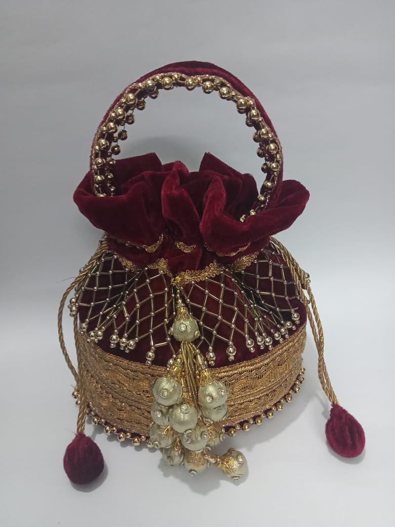 Embroidered Velvet Potli Bag