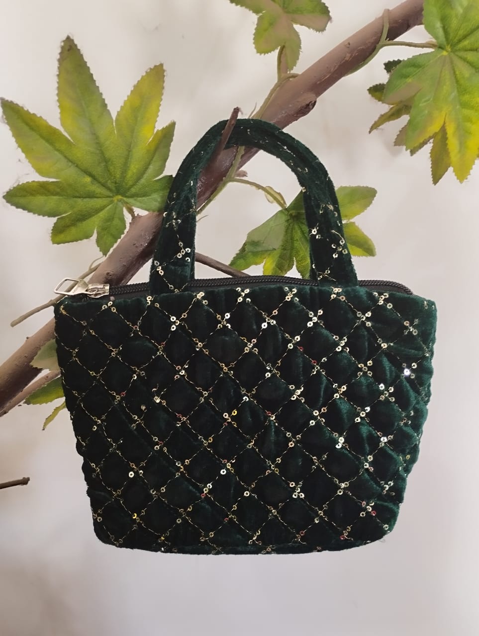 Elegant Quilted Velvet Handbag