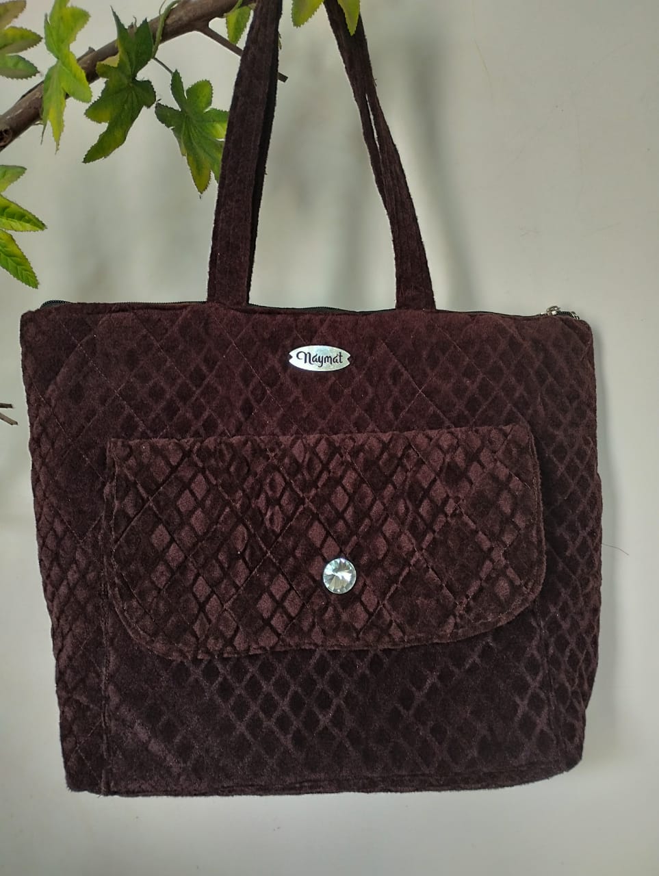 Elegant Maroon Velvet Handbag