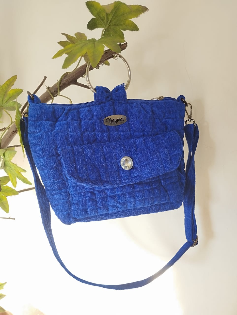 Blue Quilted Shoulder Bag