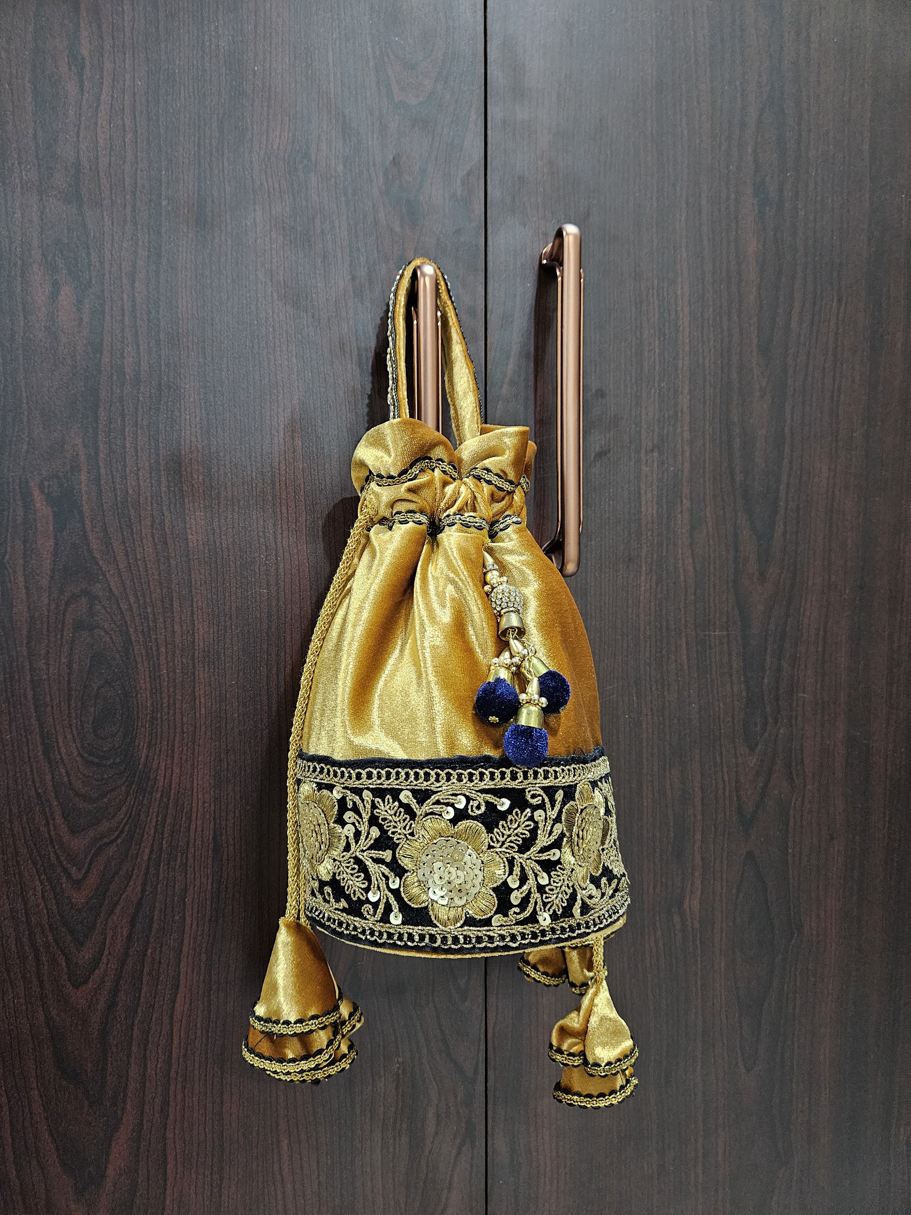 Golden Embroidered Potli Bag