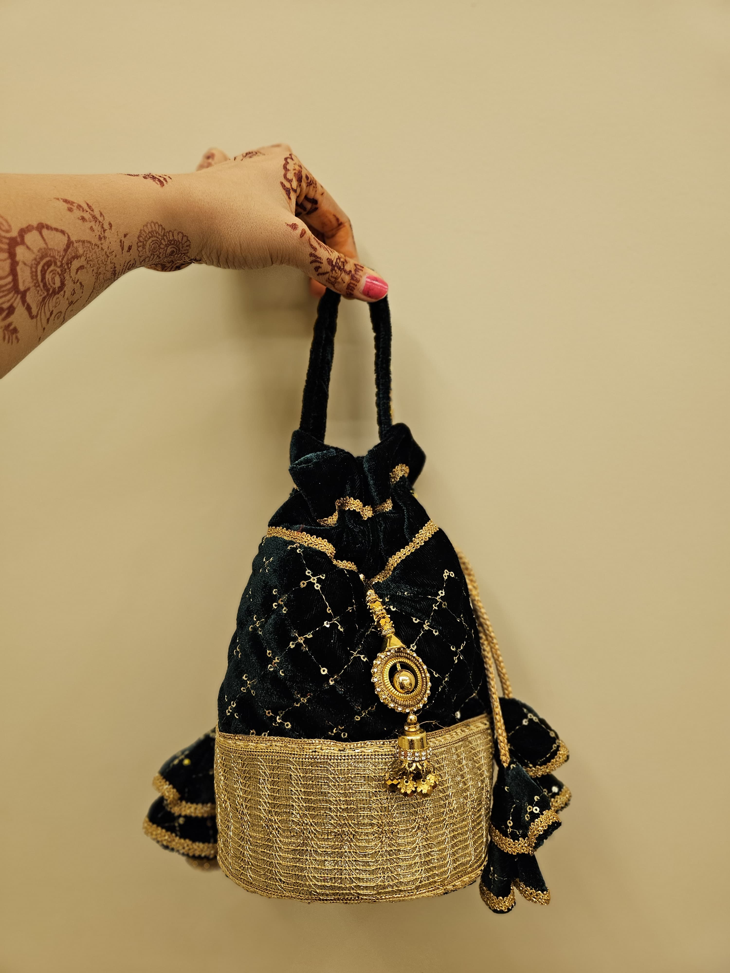 Embroidered Velvet Potli Bag