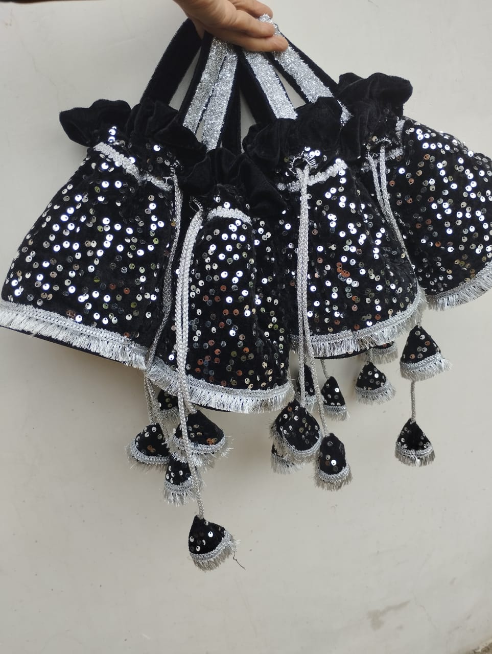 Black Sequin Potli Bags