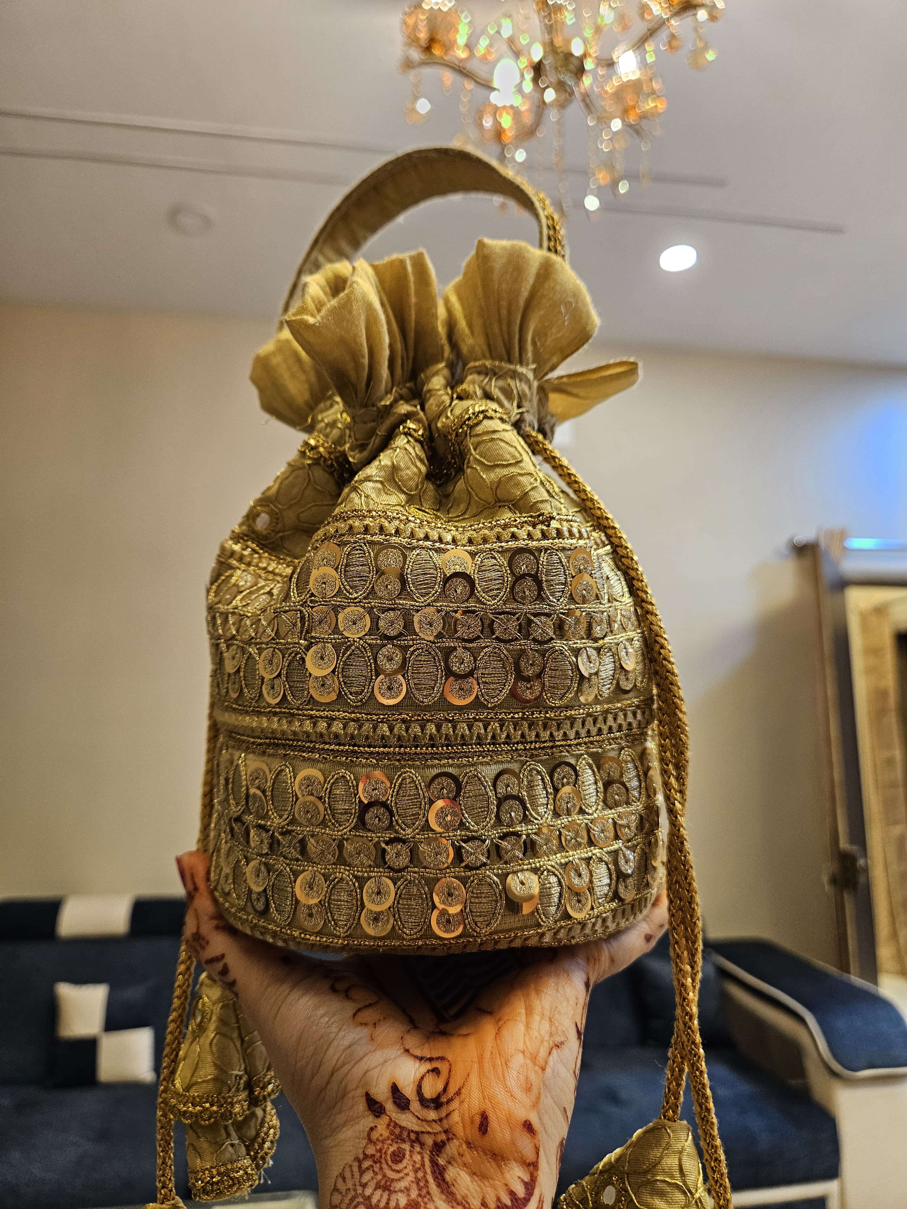 Golden Embroidered Potli Bag