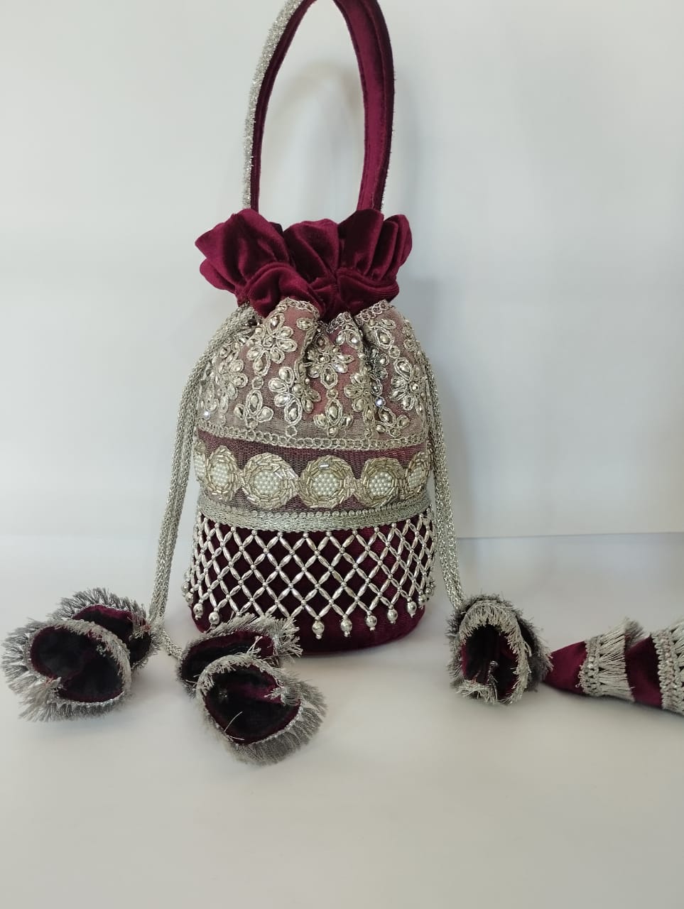 Embroidered Velvet Potli Bag