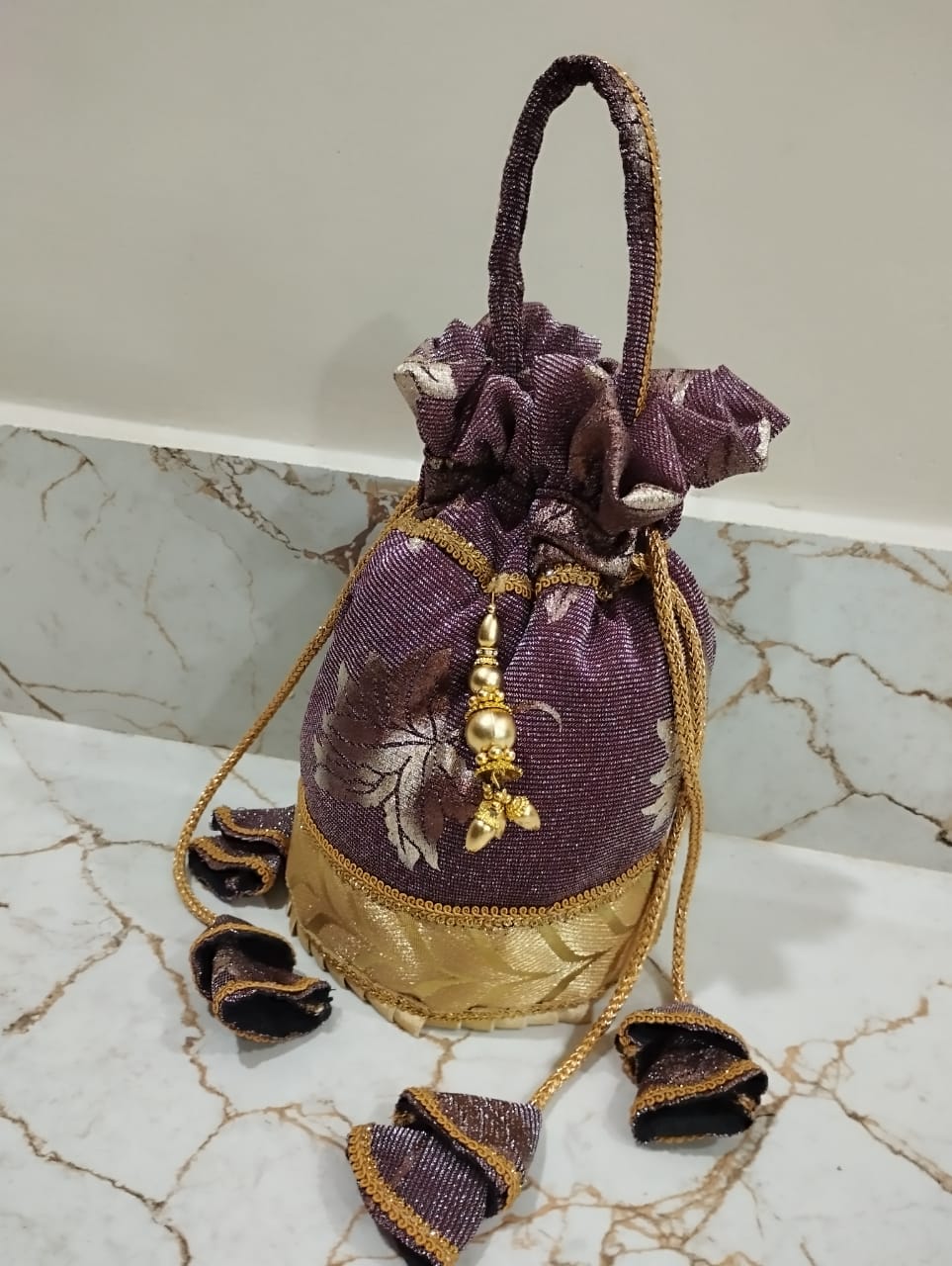 Handcrafted Purple Potli Bag