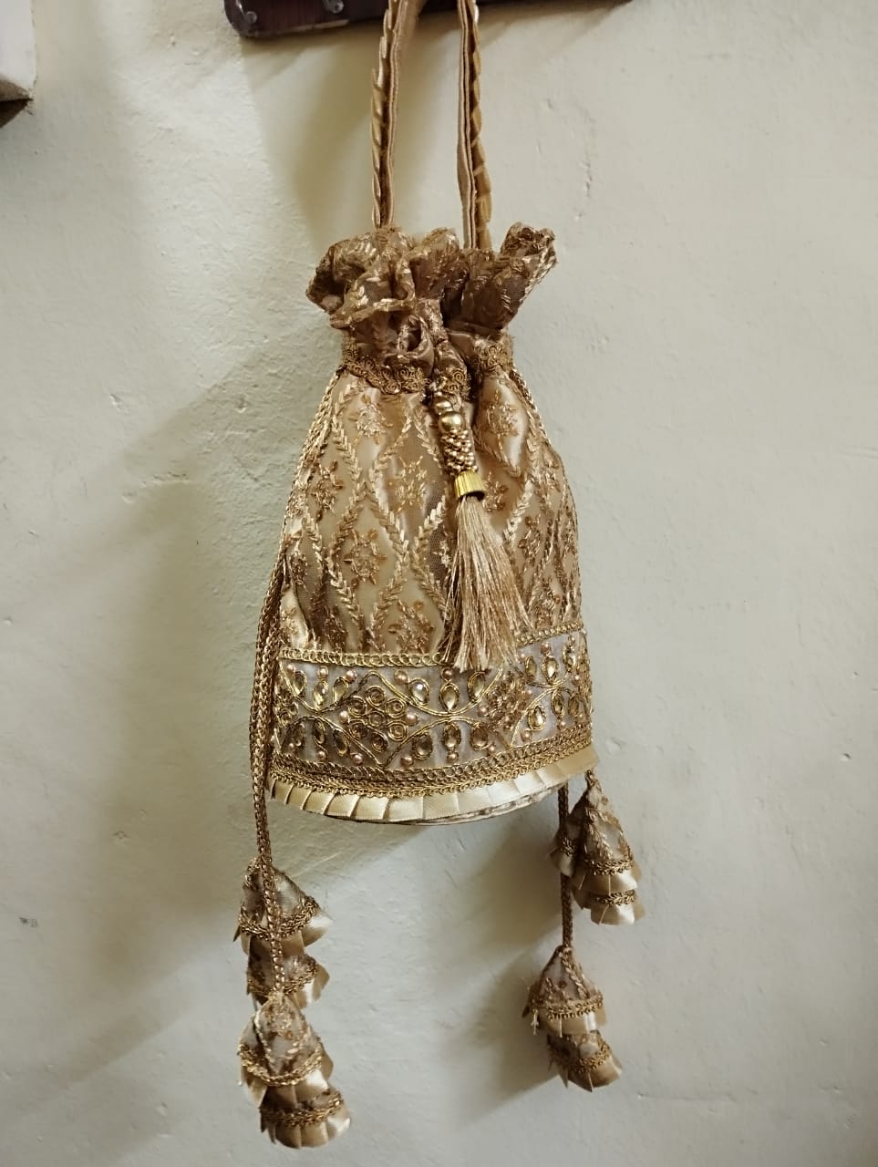 Golden Embroidered Potli Bag