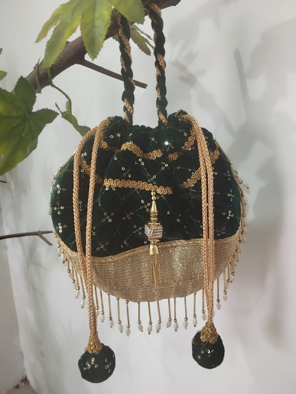Embroidered Velvet Potli Bag