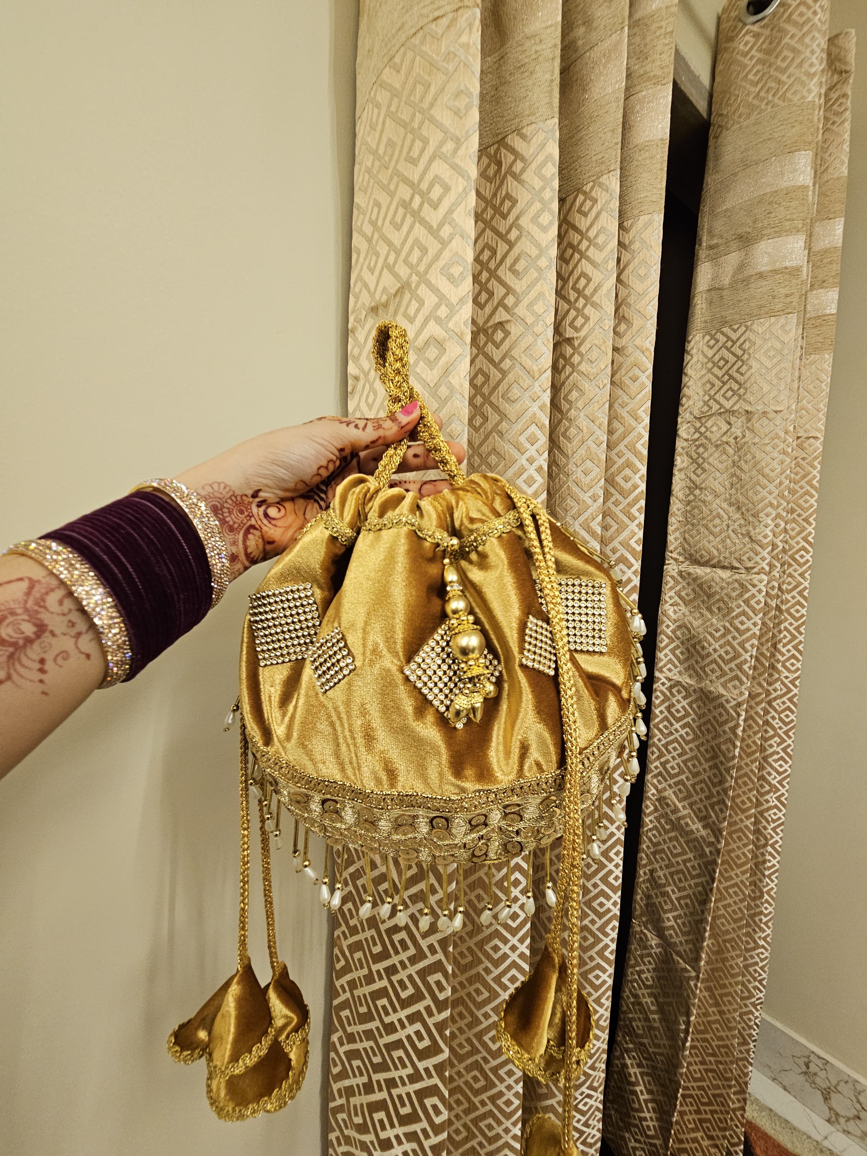Golden Silk Potli Bag