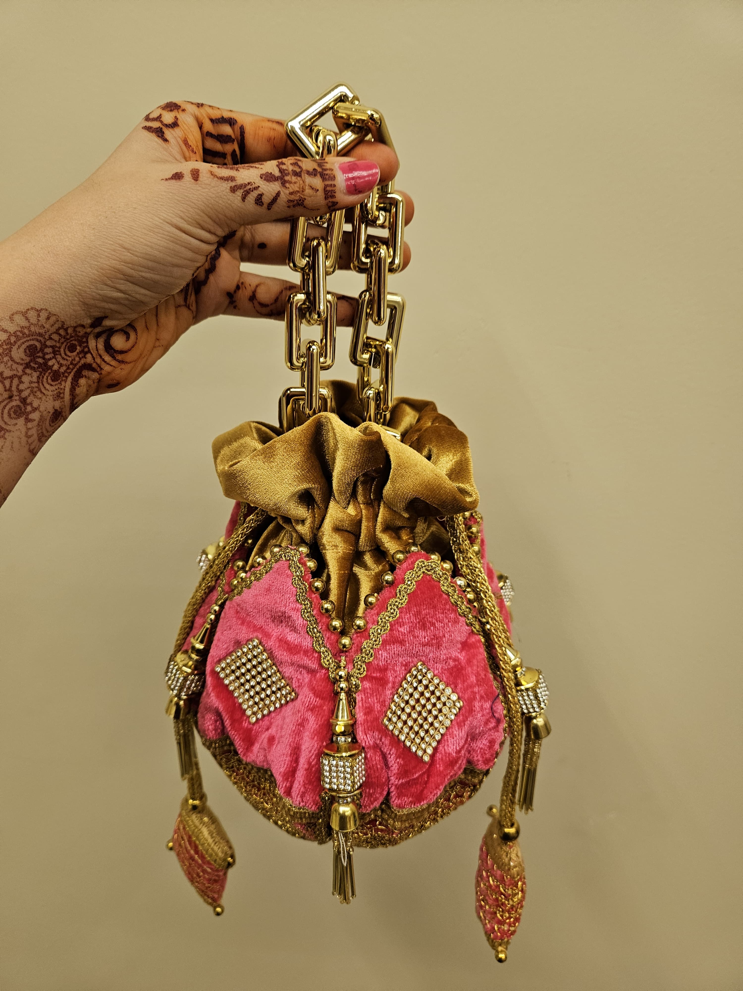 Designer Pink Potli Bag