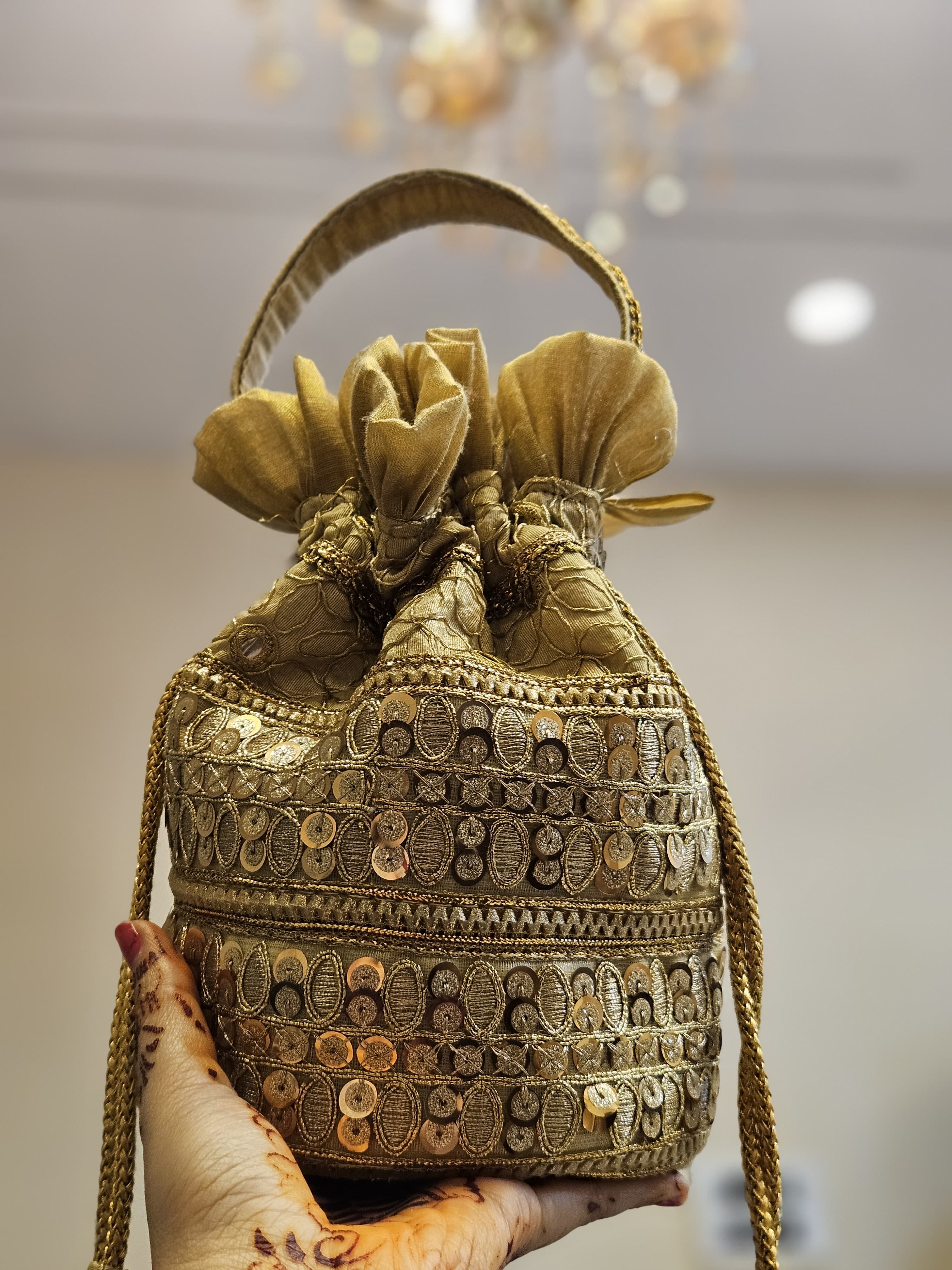 Golden Embroidered Potli Bag