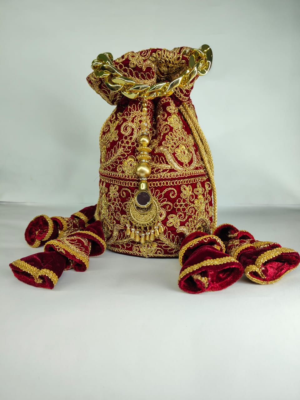 Embroidered Velvet Potli Bag