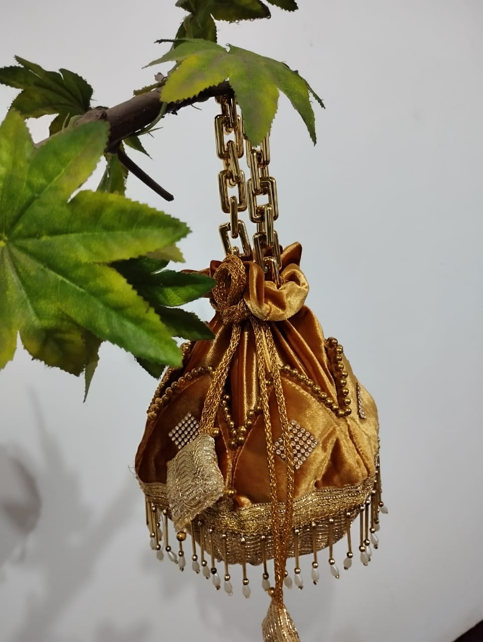 Golden Embellished Potli Bag