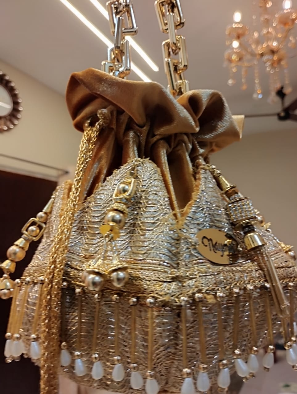 Golden Embellished Potli Bag