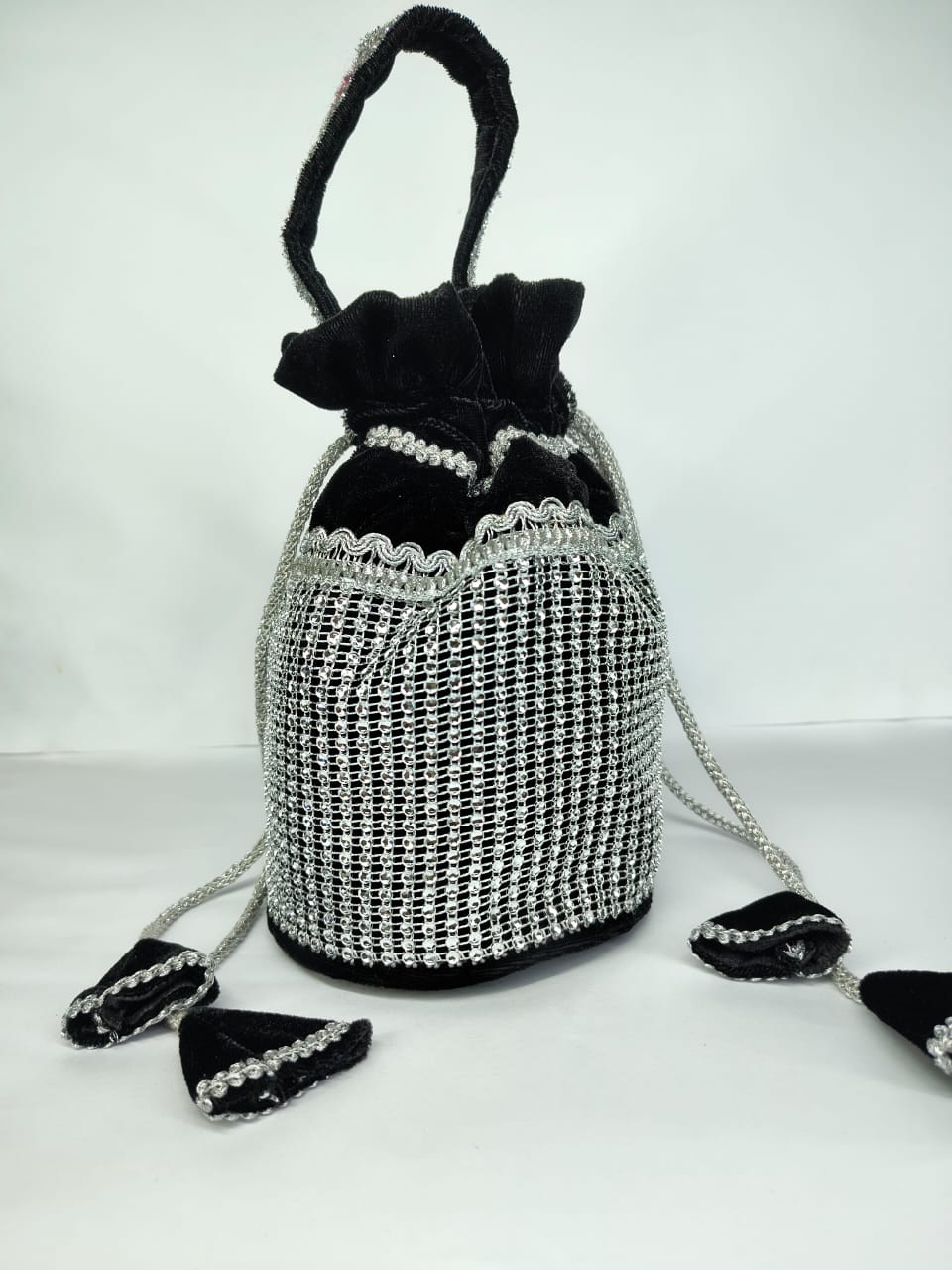 Elegant Black and Silver Handbag