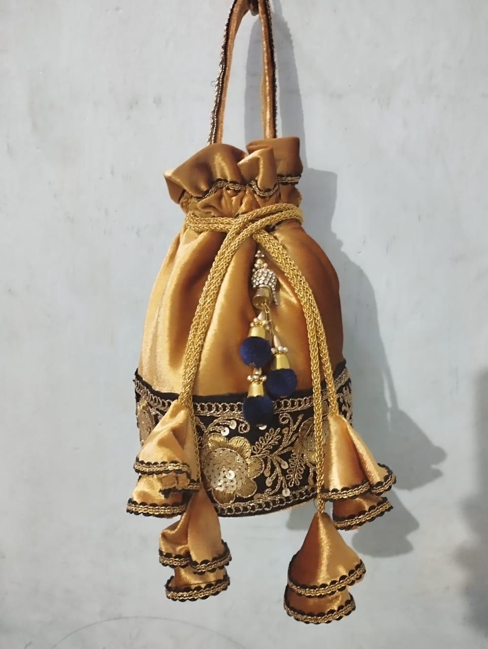 Golden Embroidered Potli Bag