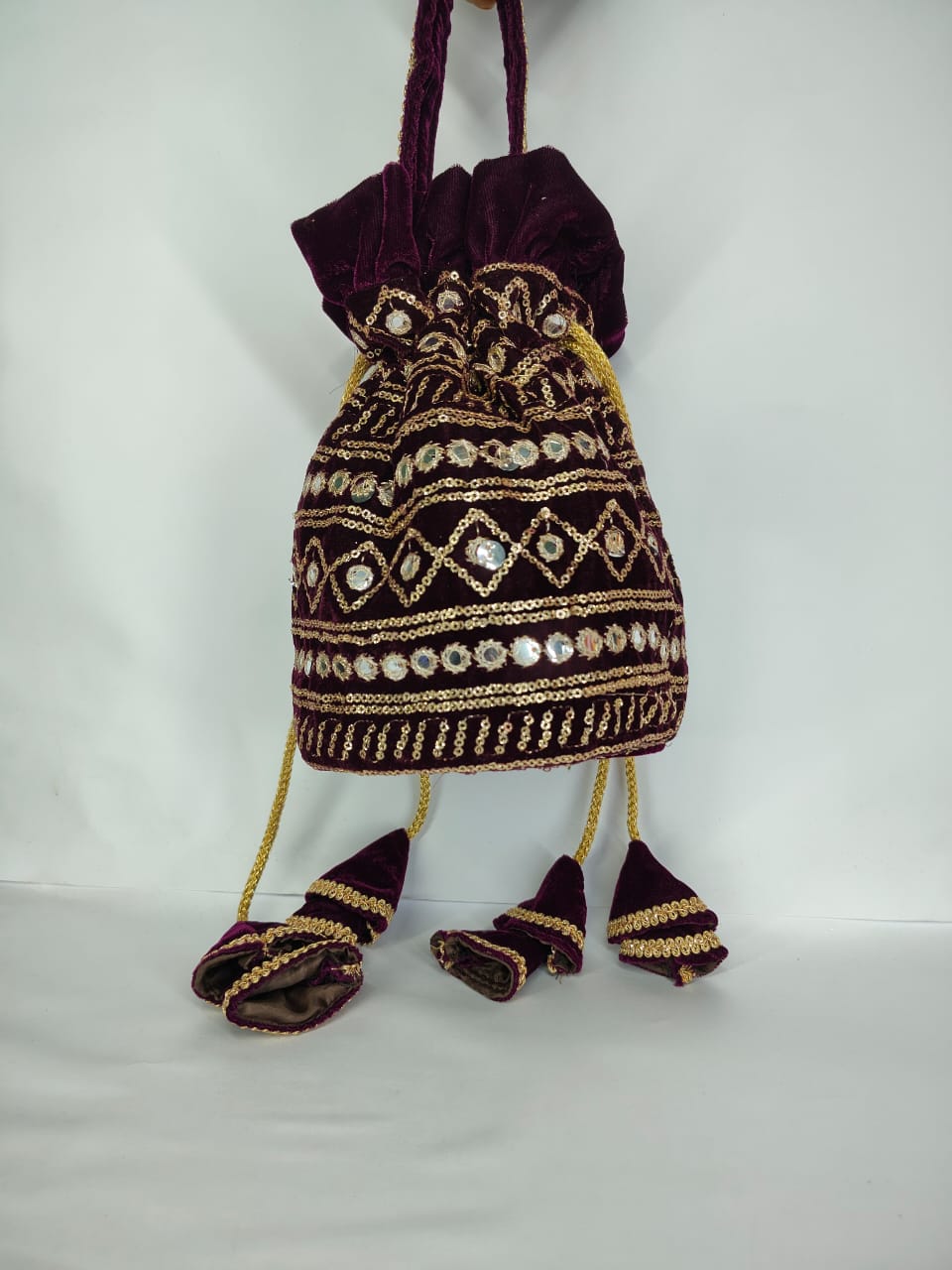 Embroidered Velvet Potli Bag
